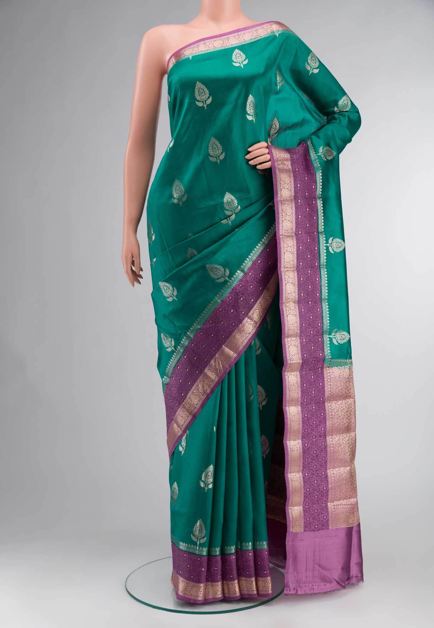 Green Banarasi Raw Silk Saree