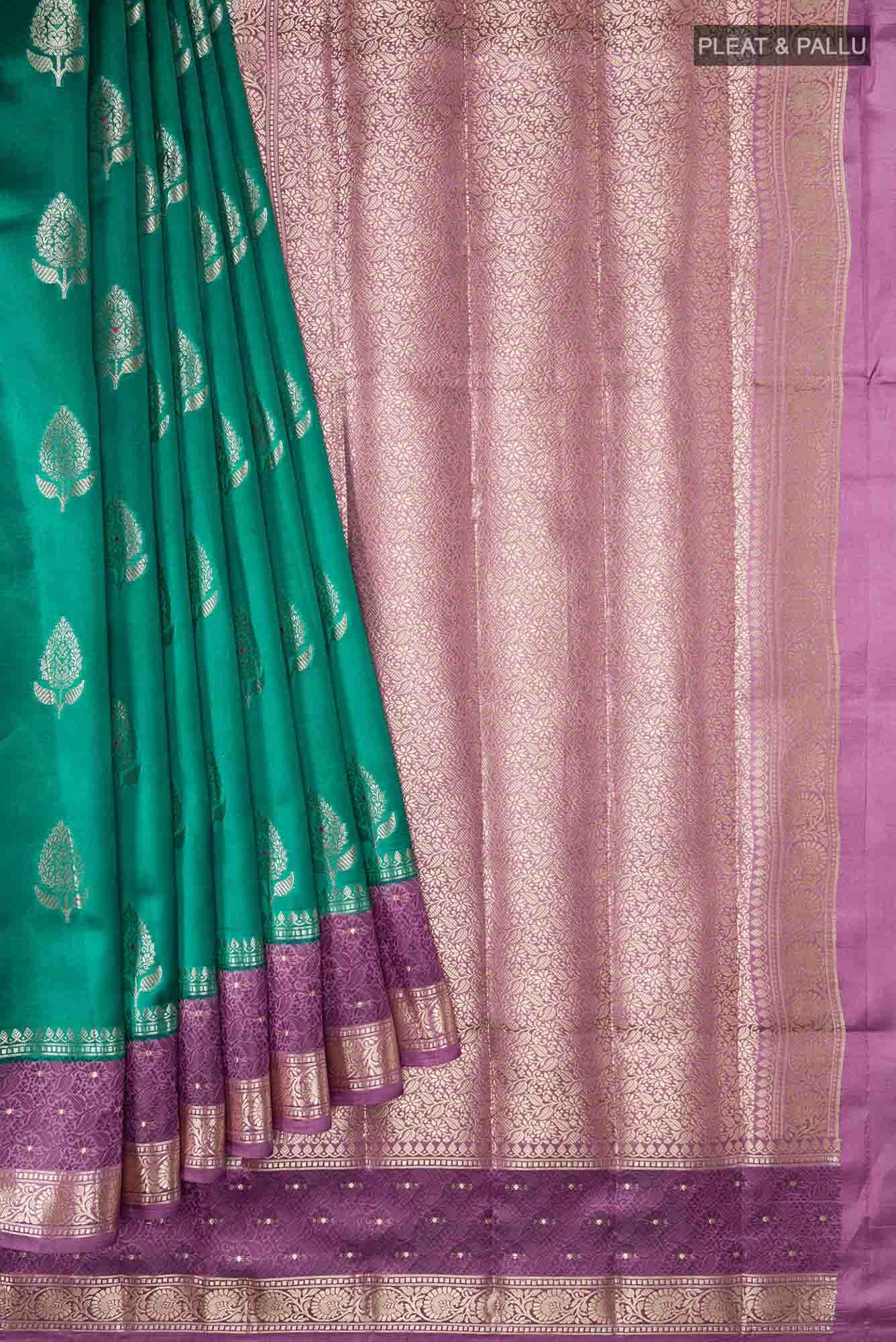 Green Banarasi Raw Silk Saree