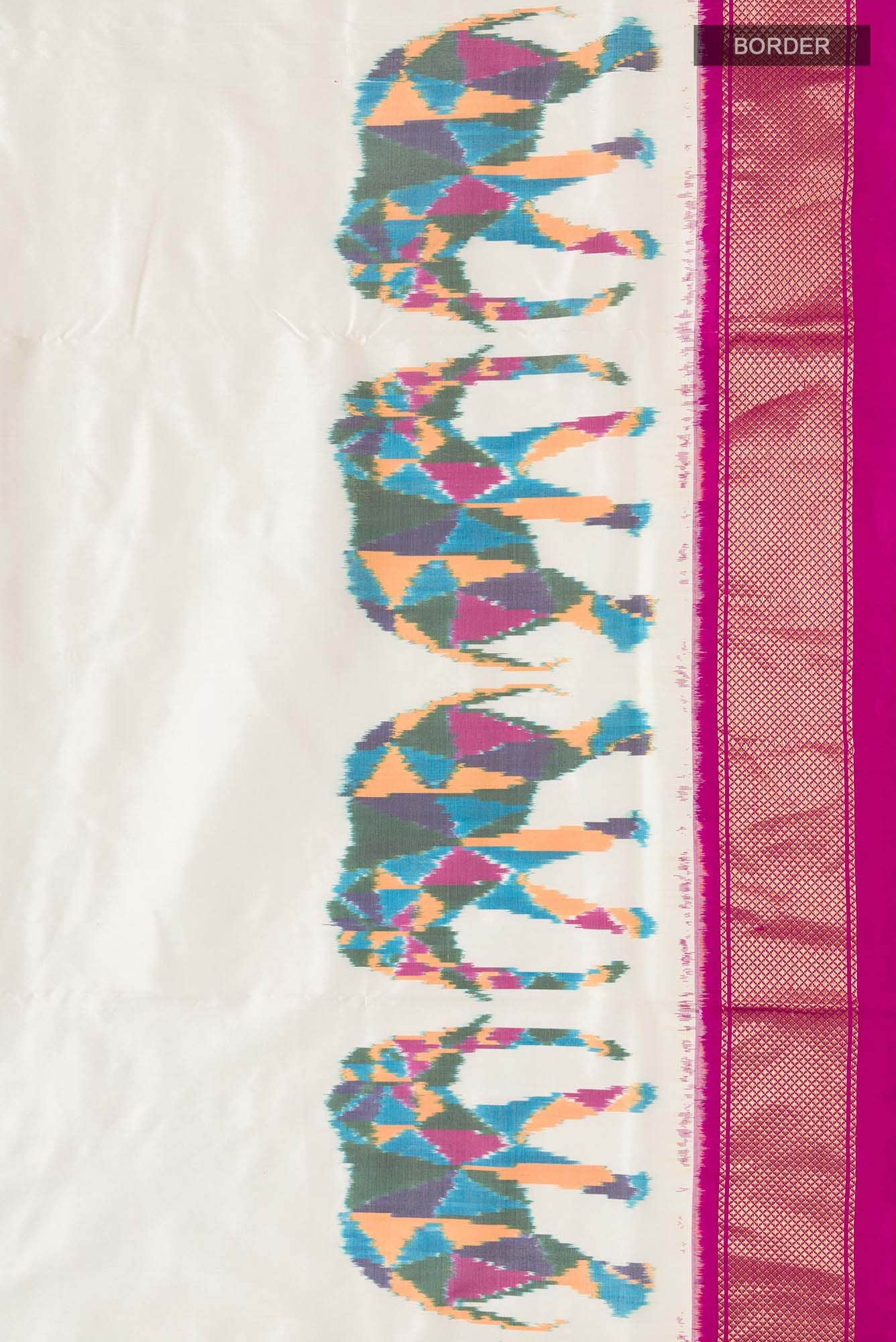 Cream Pochampally Silk Saree
