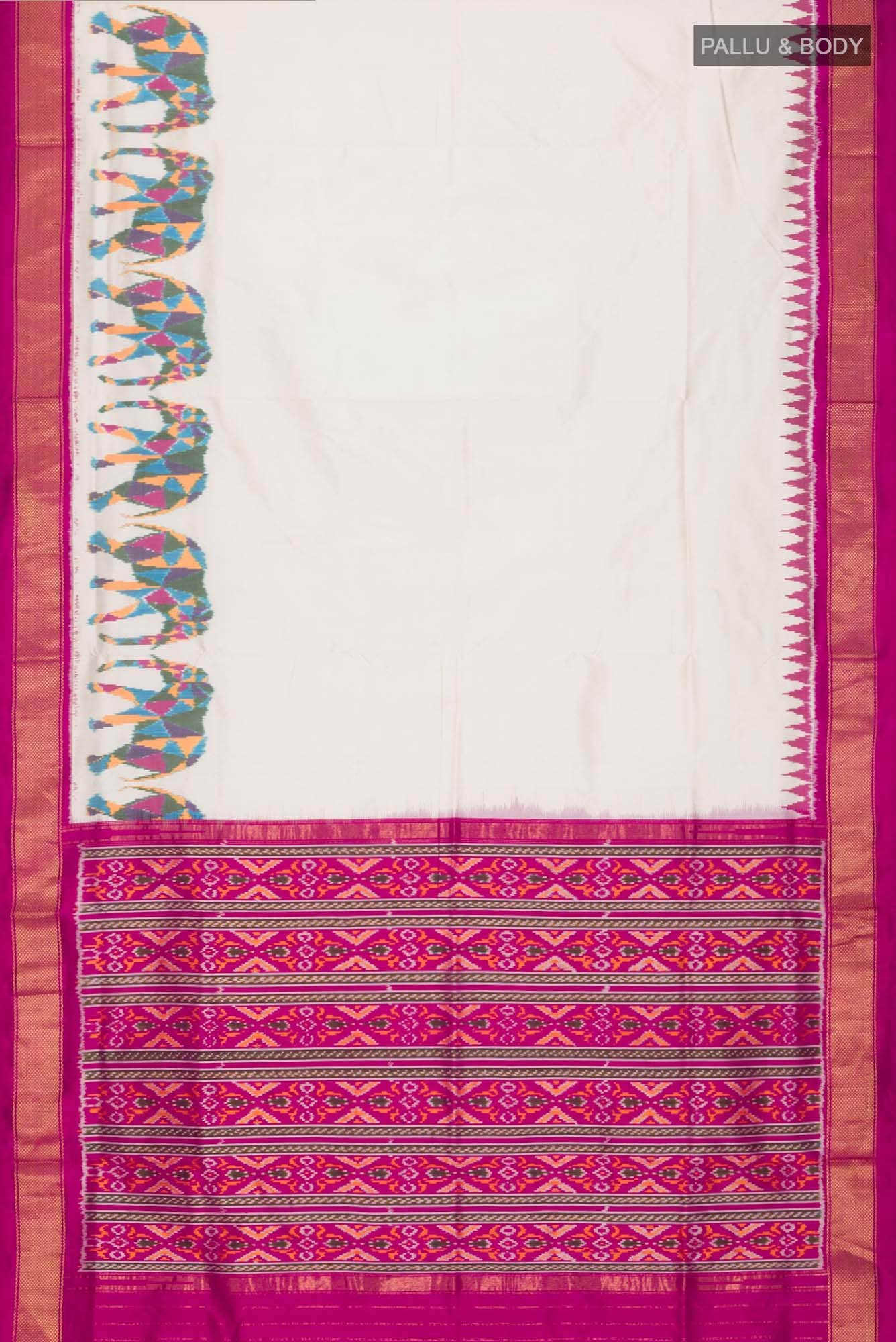 Cream Pochampally Silk Saree