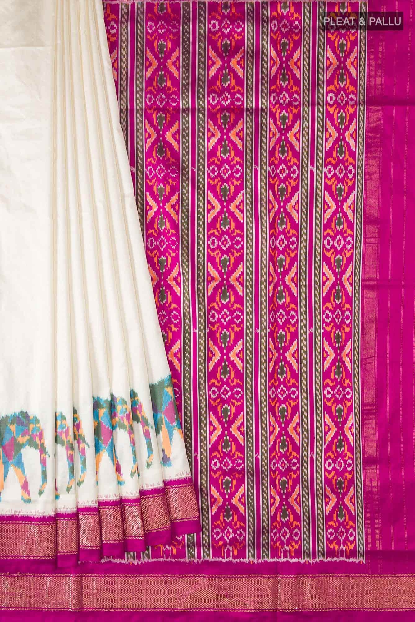 Cream Pochampally Silk Saree