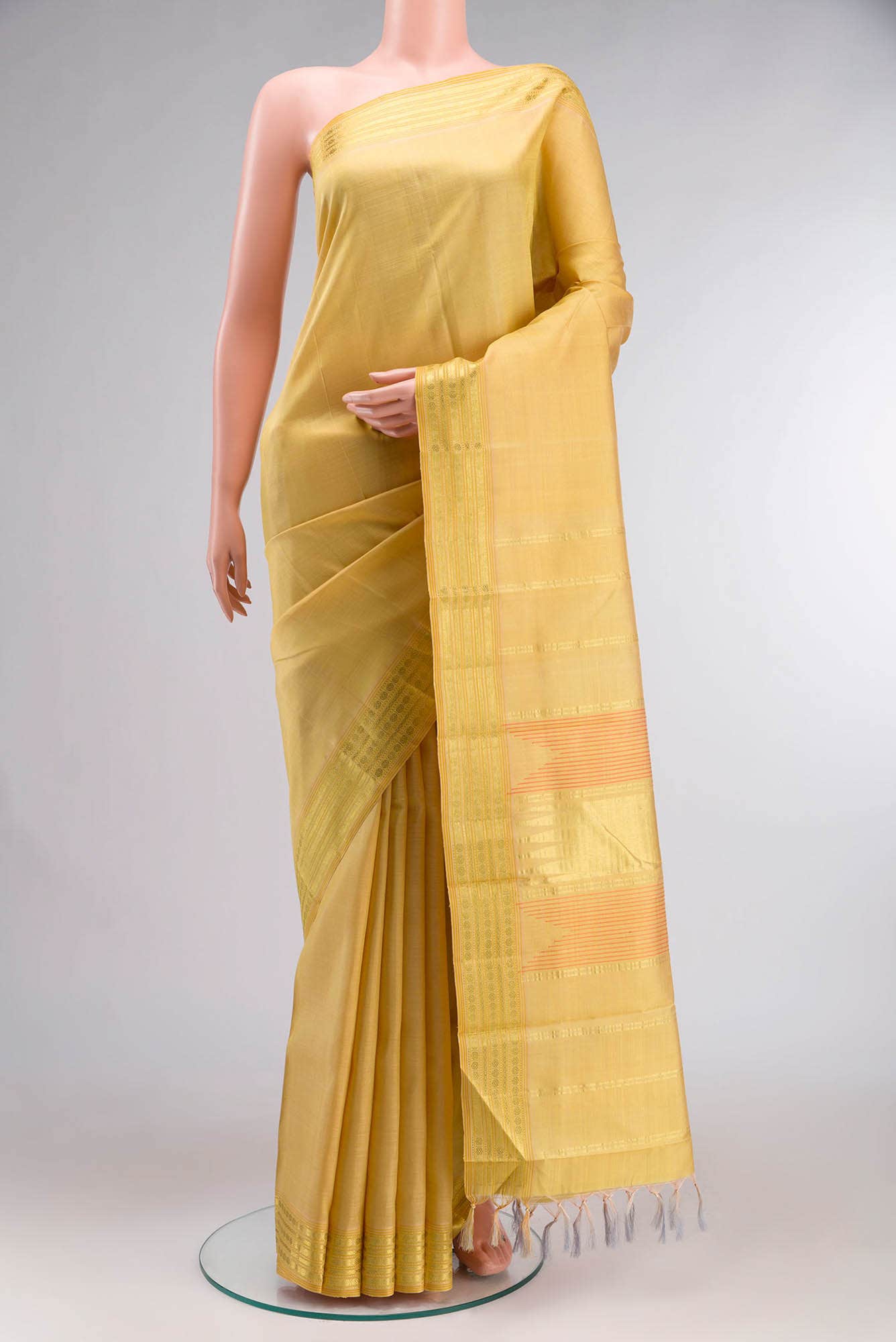 Beige Kanchipuram Silk Saree