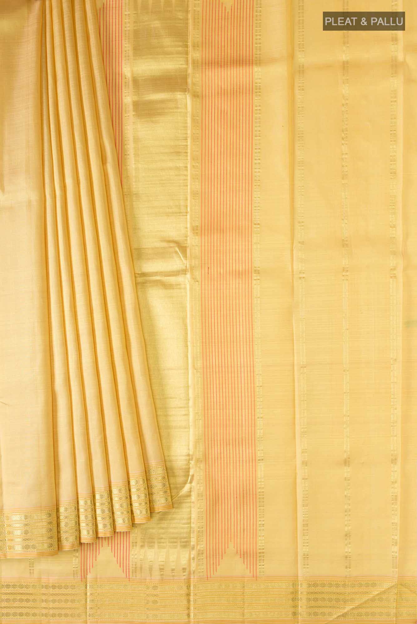 Beige Kanchipuram Silk Saree