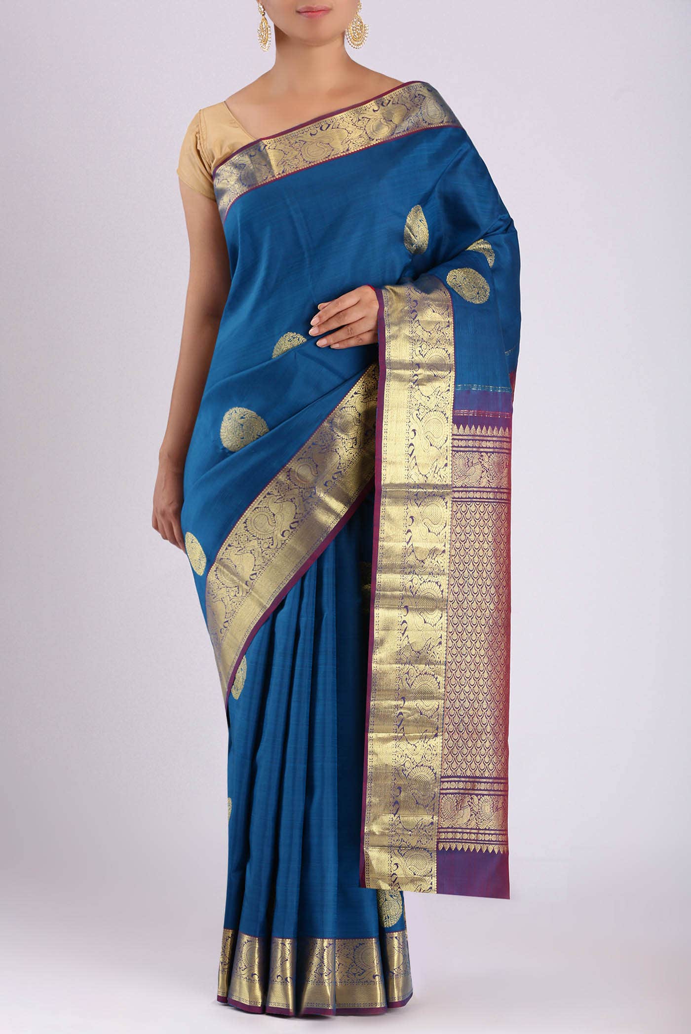 Blue Kanchipuram Silk Saree