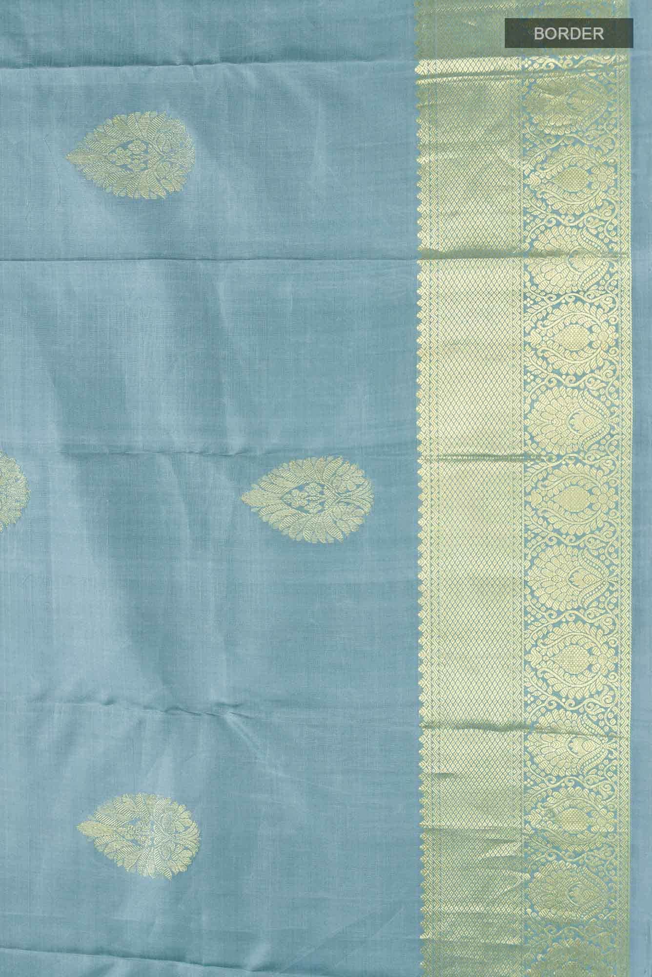 Blue Grey Kanchipuram Silk Saree