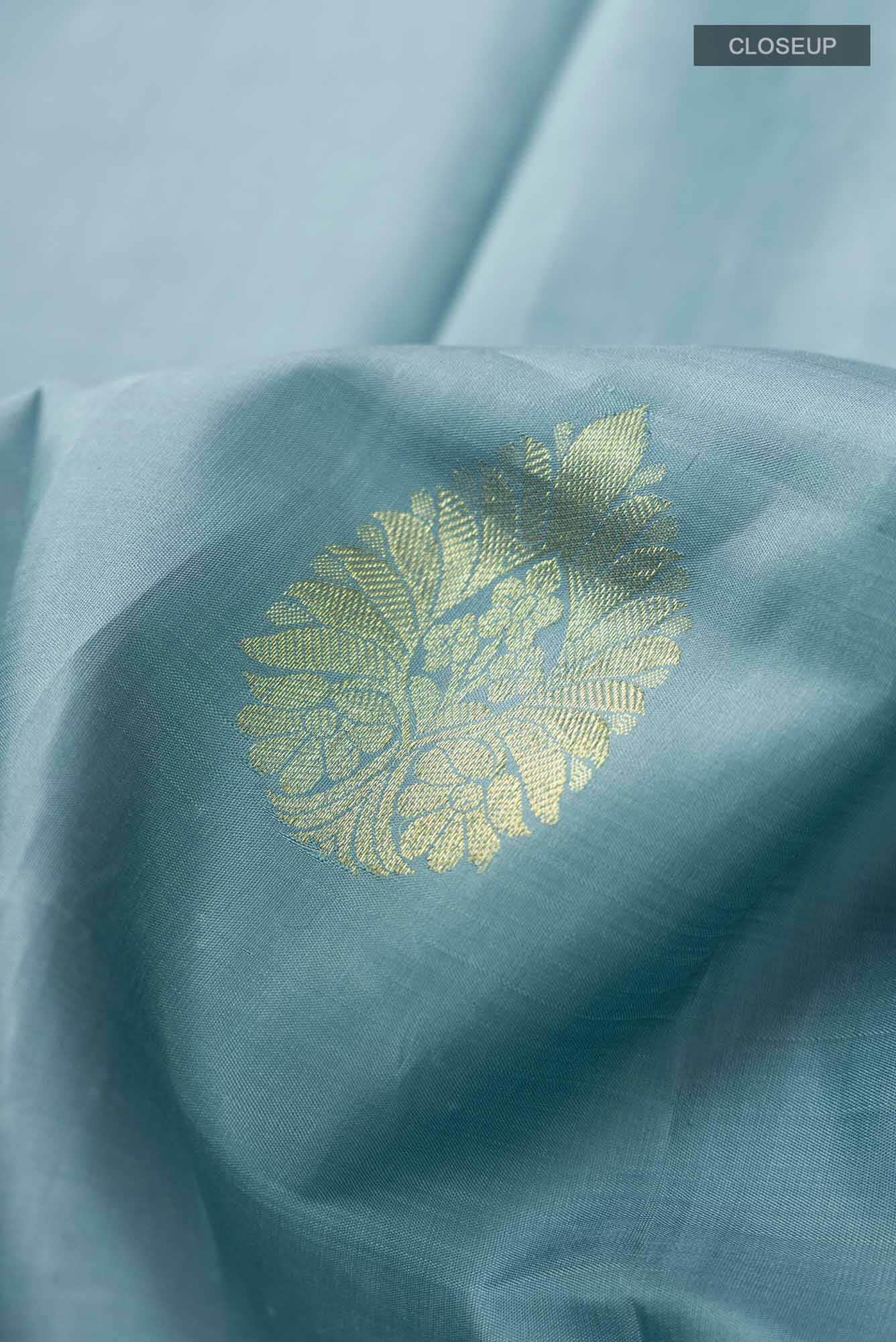 Blue Grey Kanchipuram Silk Saree