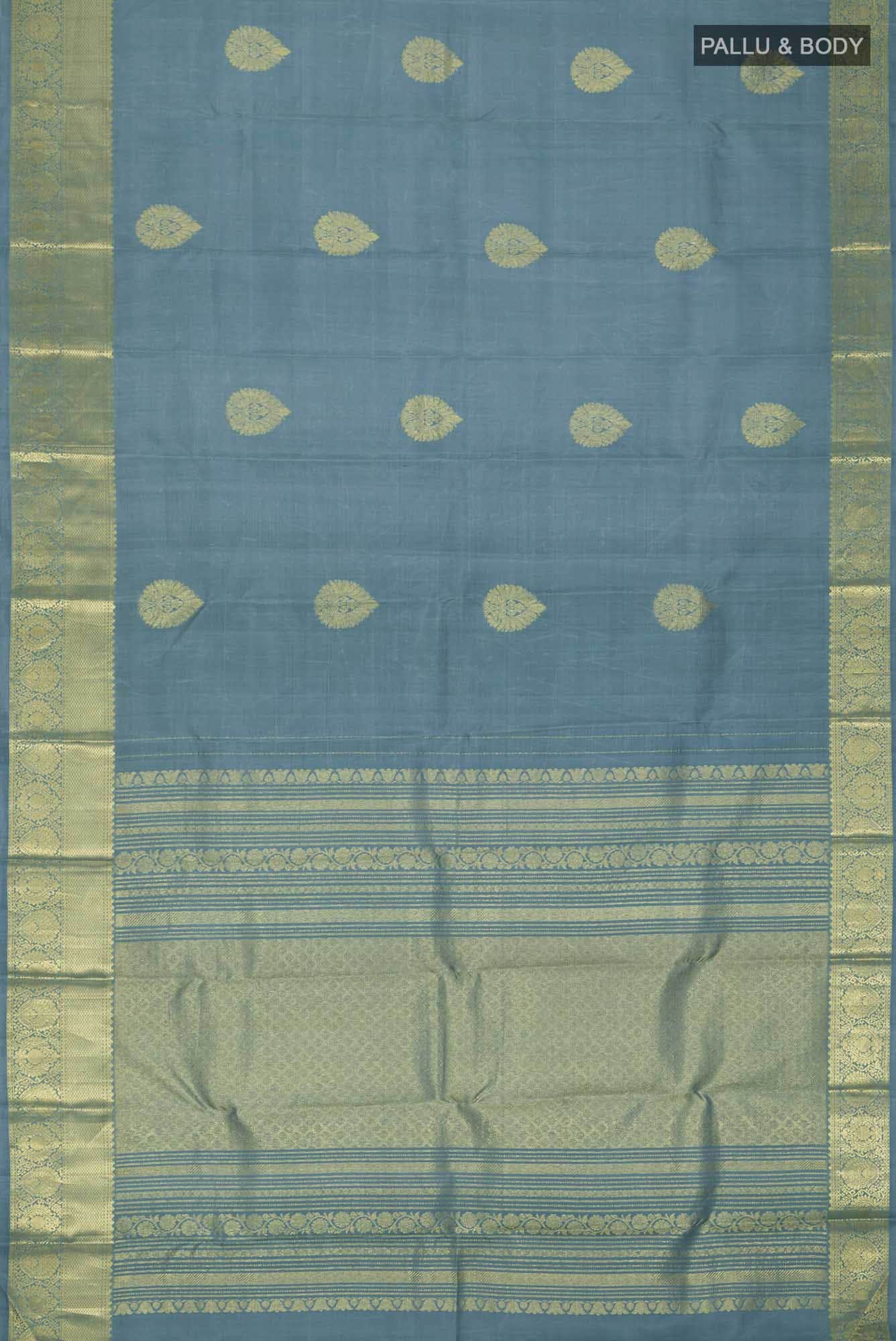 Blue Grey Kanchipuram Silk Saree