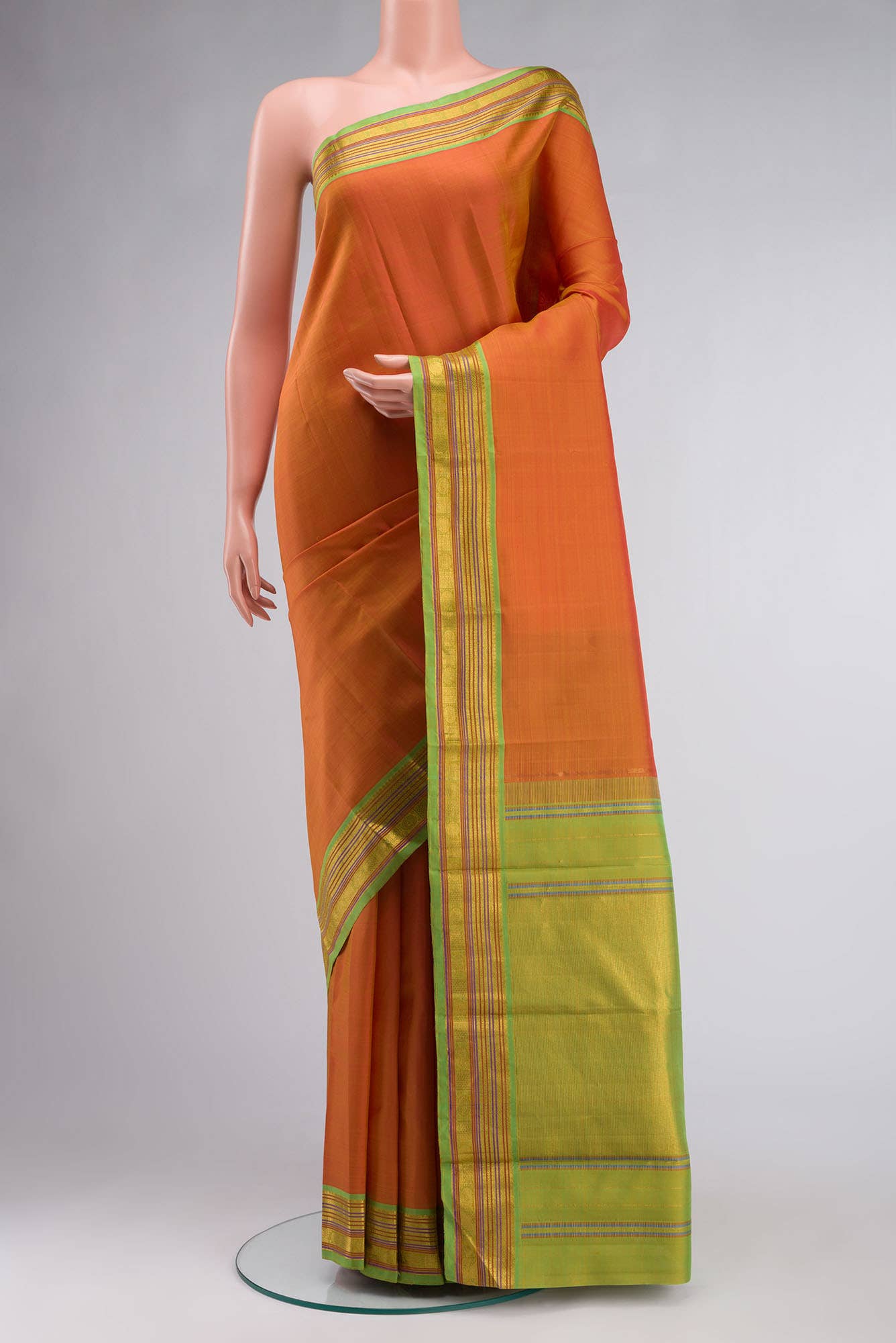 Orange Kanchipuram Silk Saree