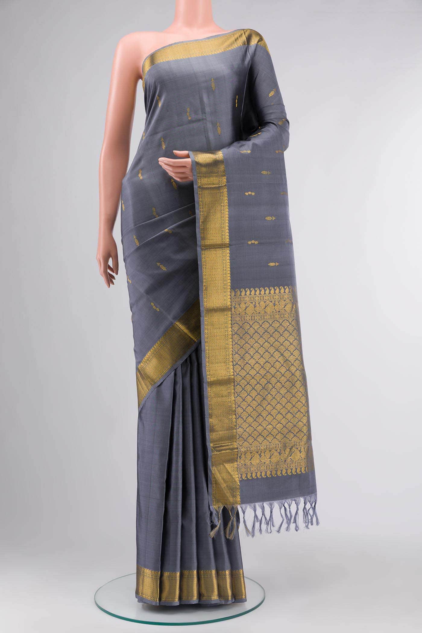 Grey Kanchipuram Silk Saree