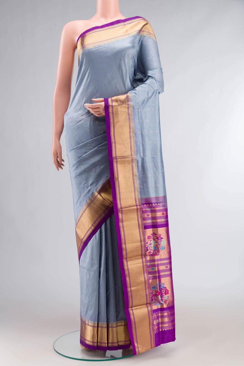 Grey Bangalore Silk Saree