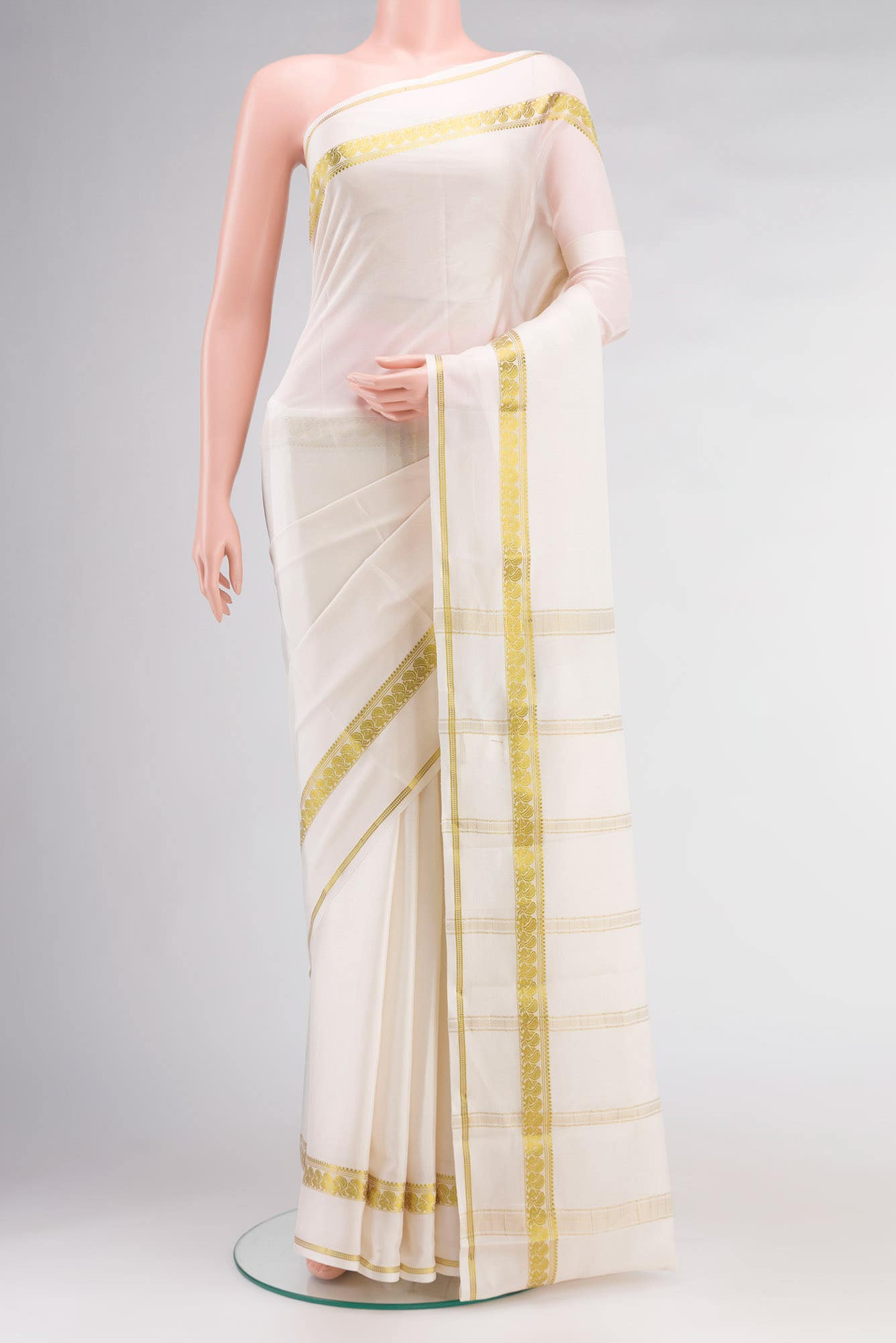 Off White Mysore Crepe Saree