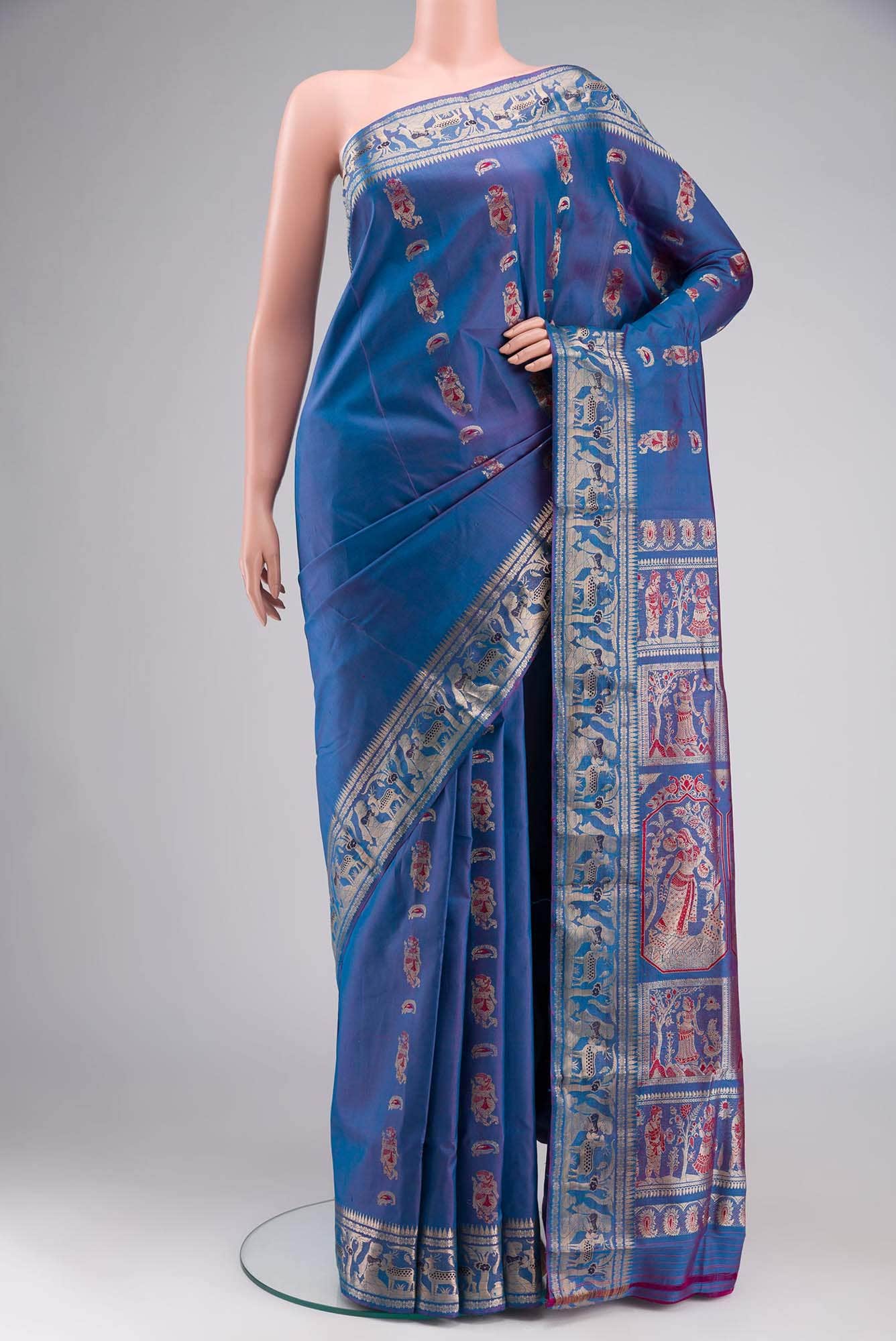Blue Baluchari Silk Saree