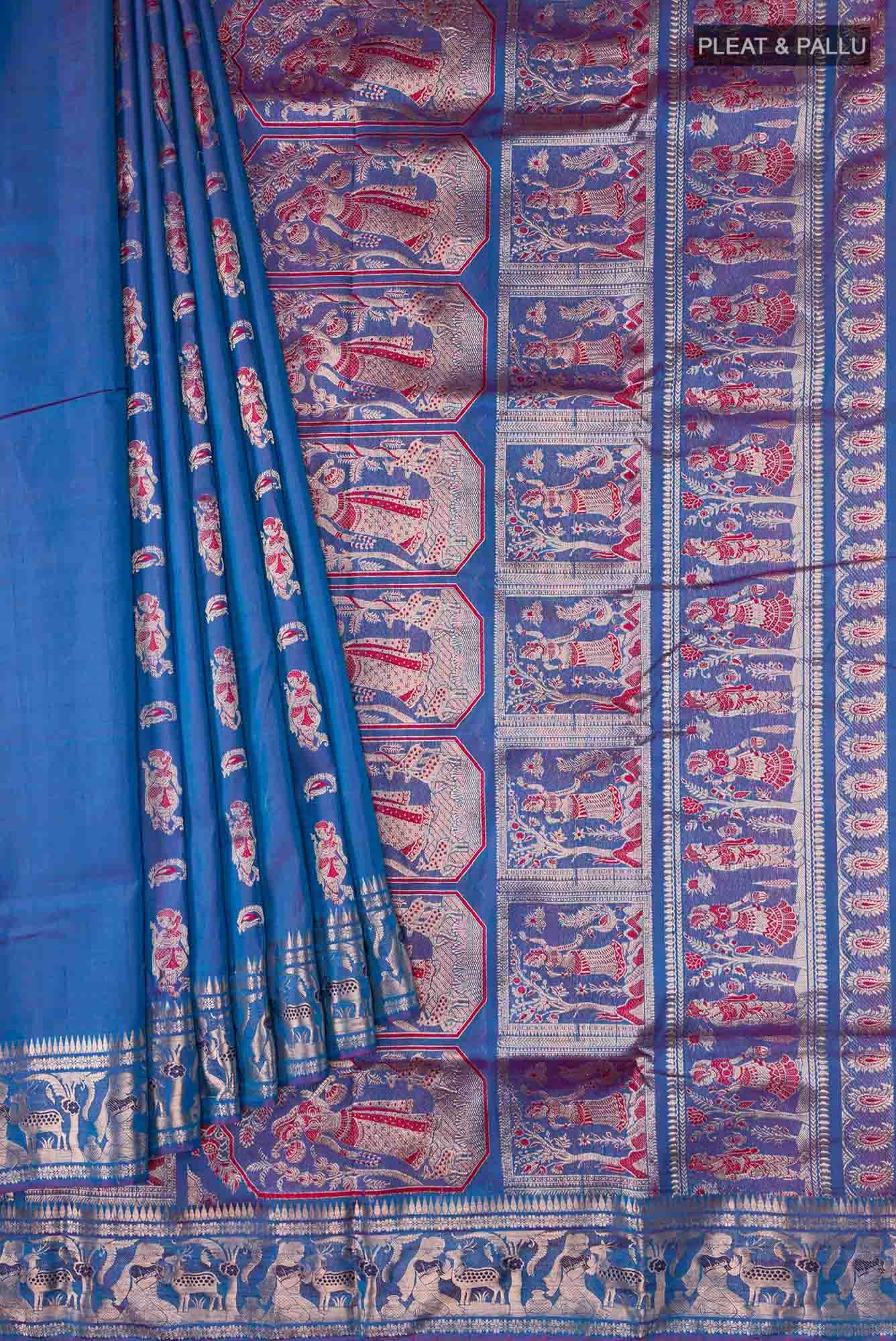 Blue Baluchari Silk Saree
