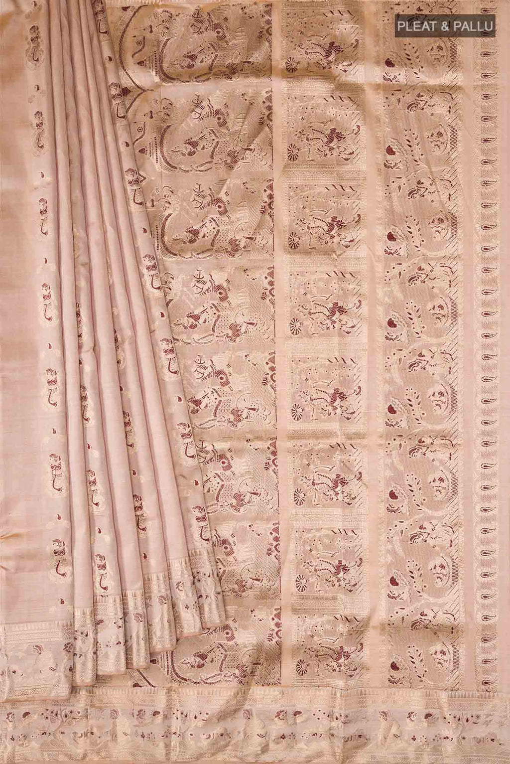 Beige Baluchari Silk Saree