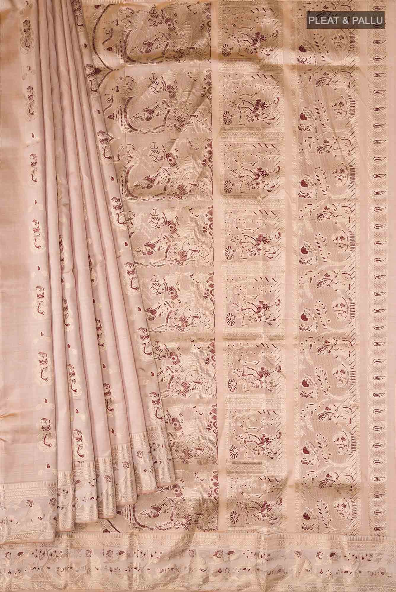 Beige Baluchari Silk Saree