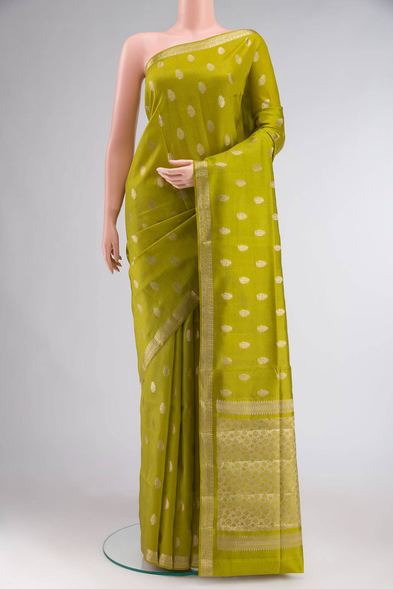 Green Banarasi Raw Silk Saree