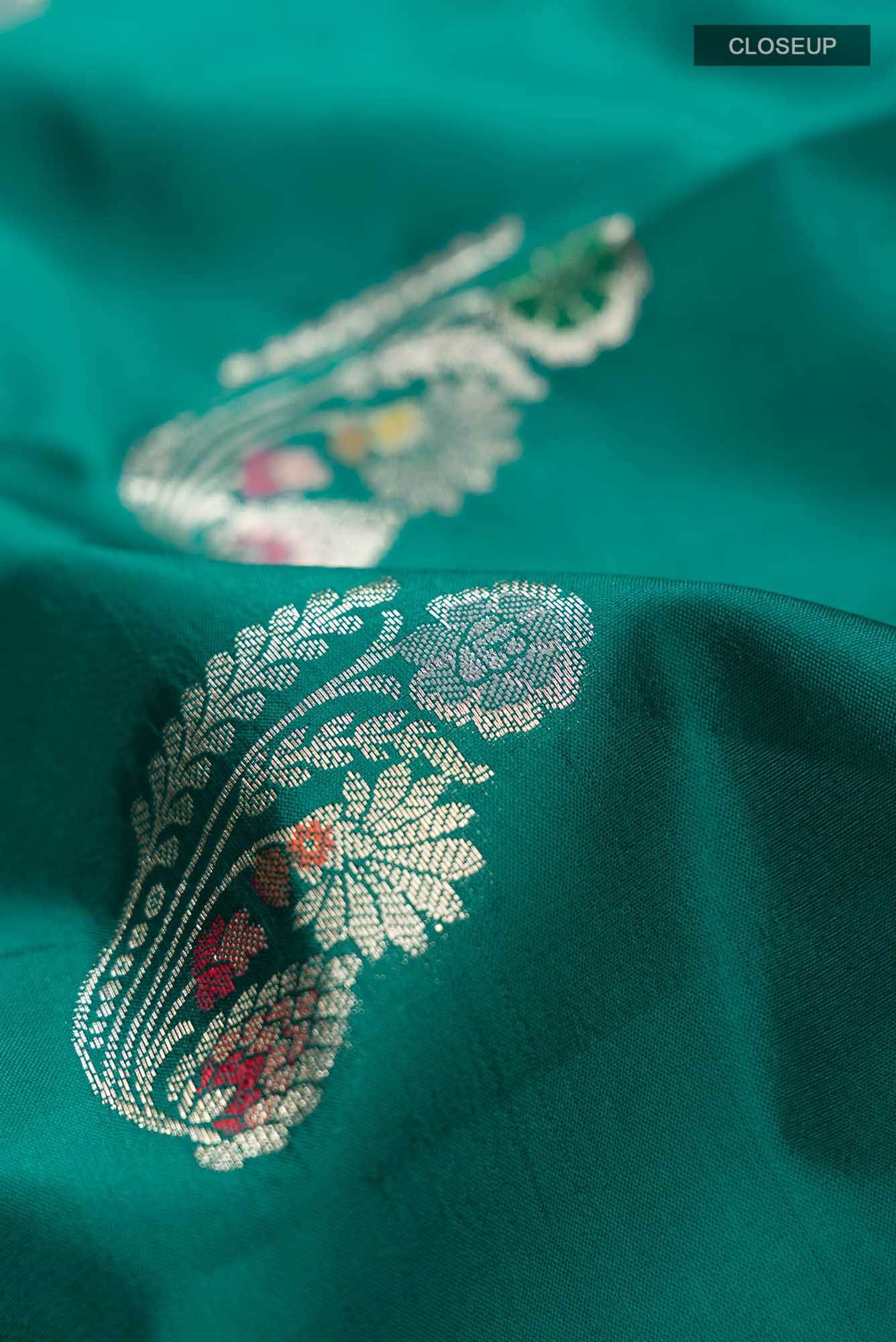 Green Banarasi Raw Silk Saree
