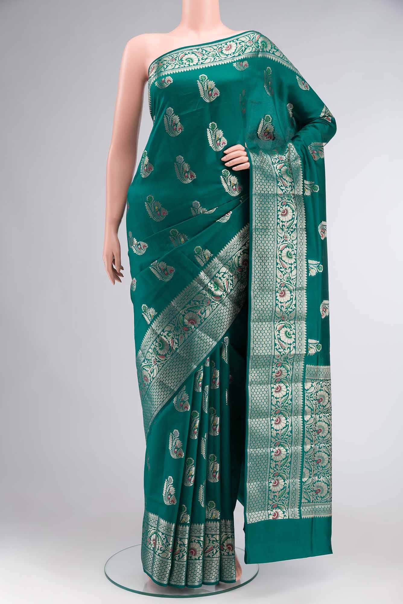 Green Banarasi Raw Silk Saree