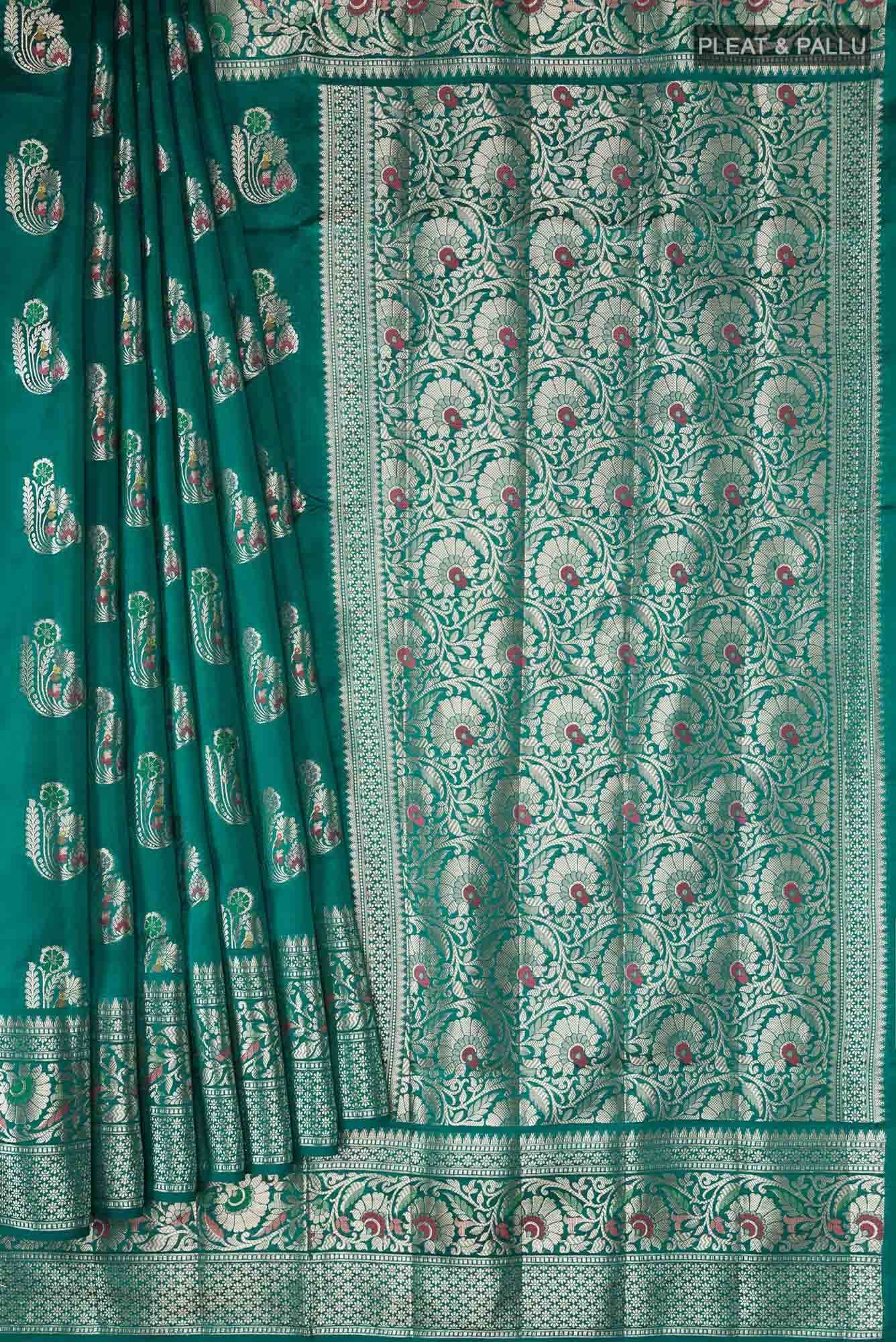 Green Banarasi Raw Silk Saree