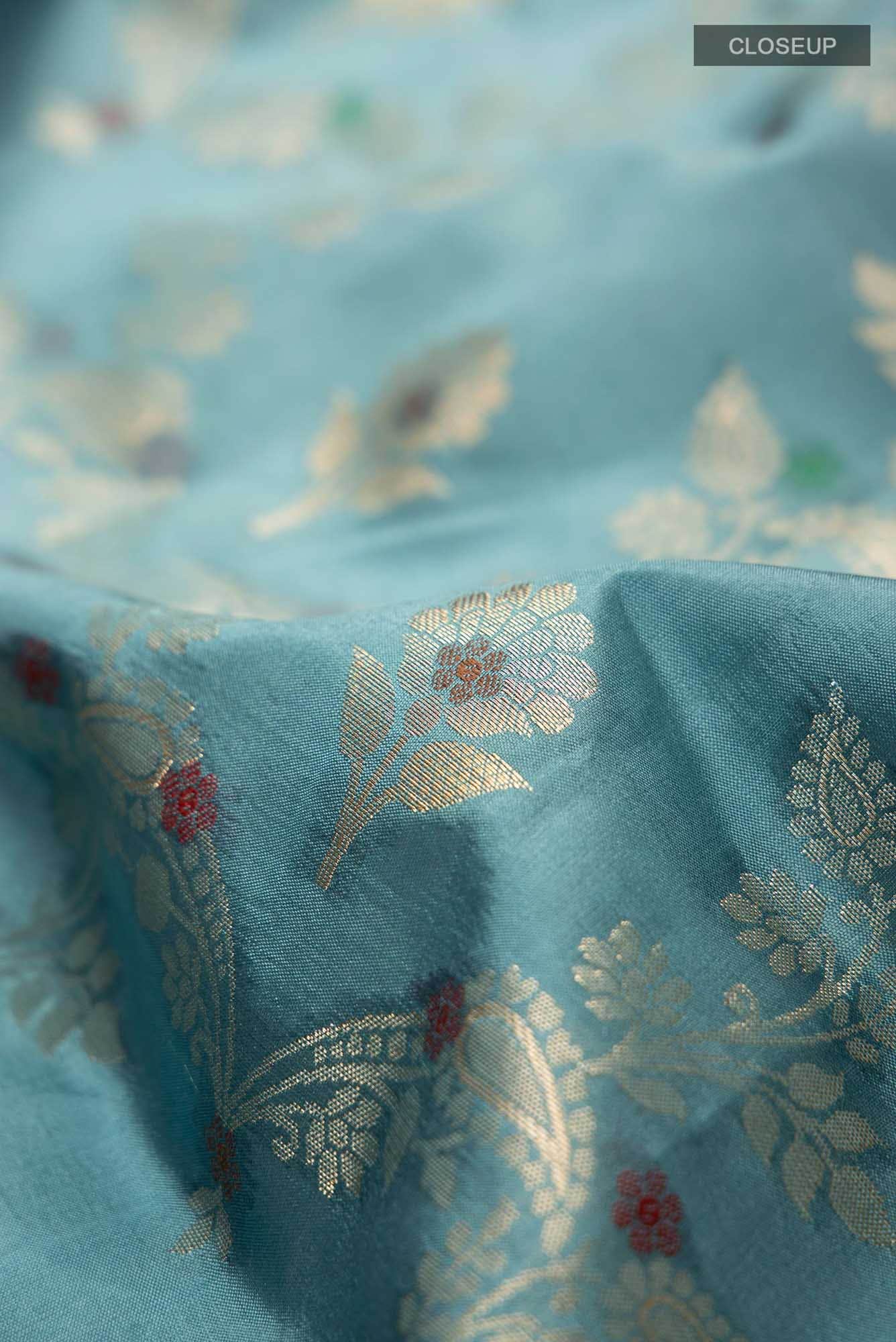 Blue Banarasi Raw Silk Saree
