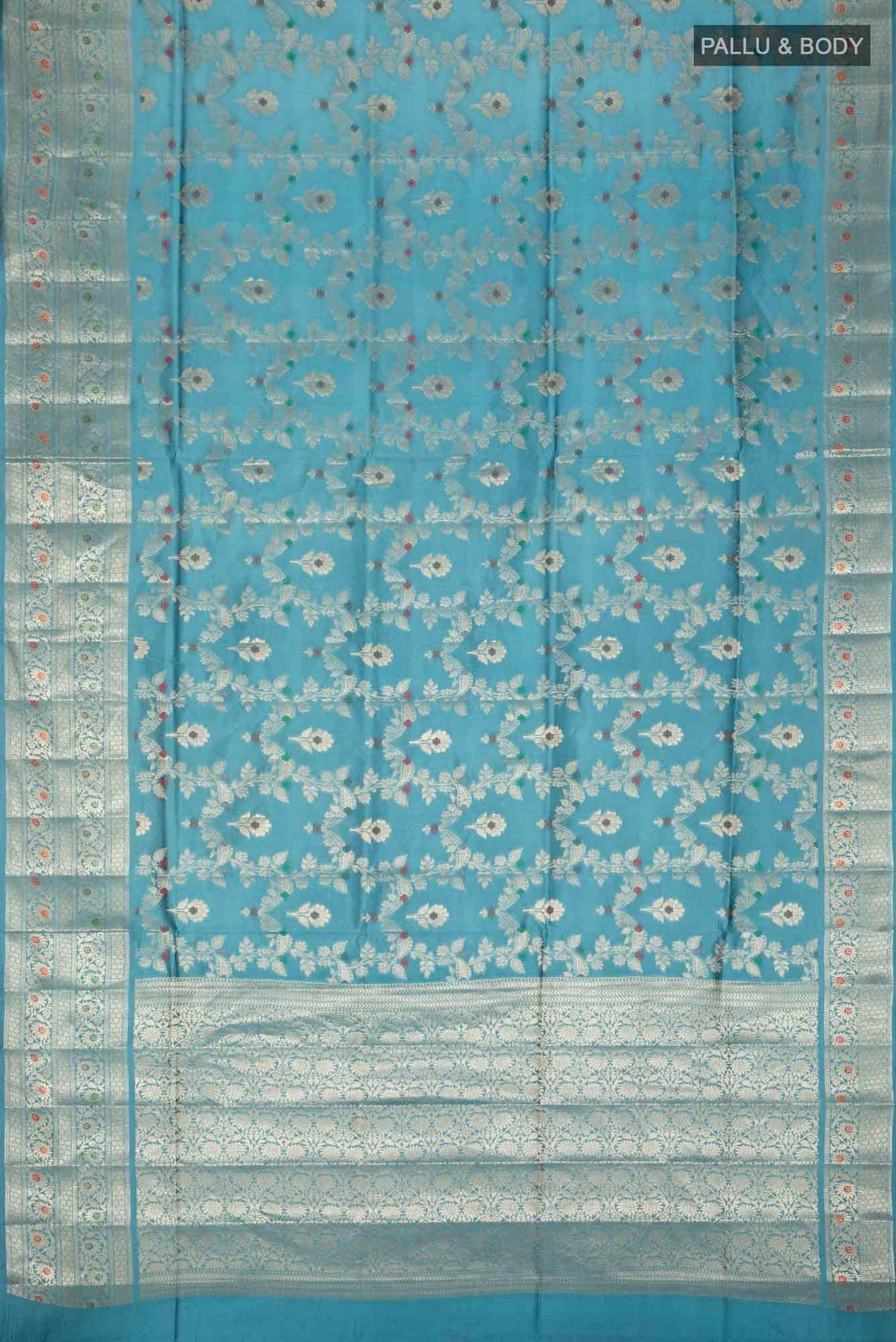 Blue Banarasi Raw Silk Saree