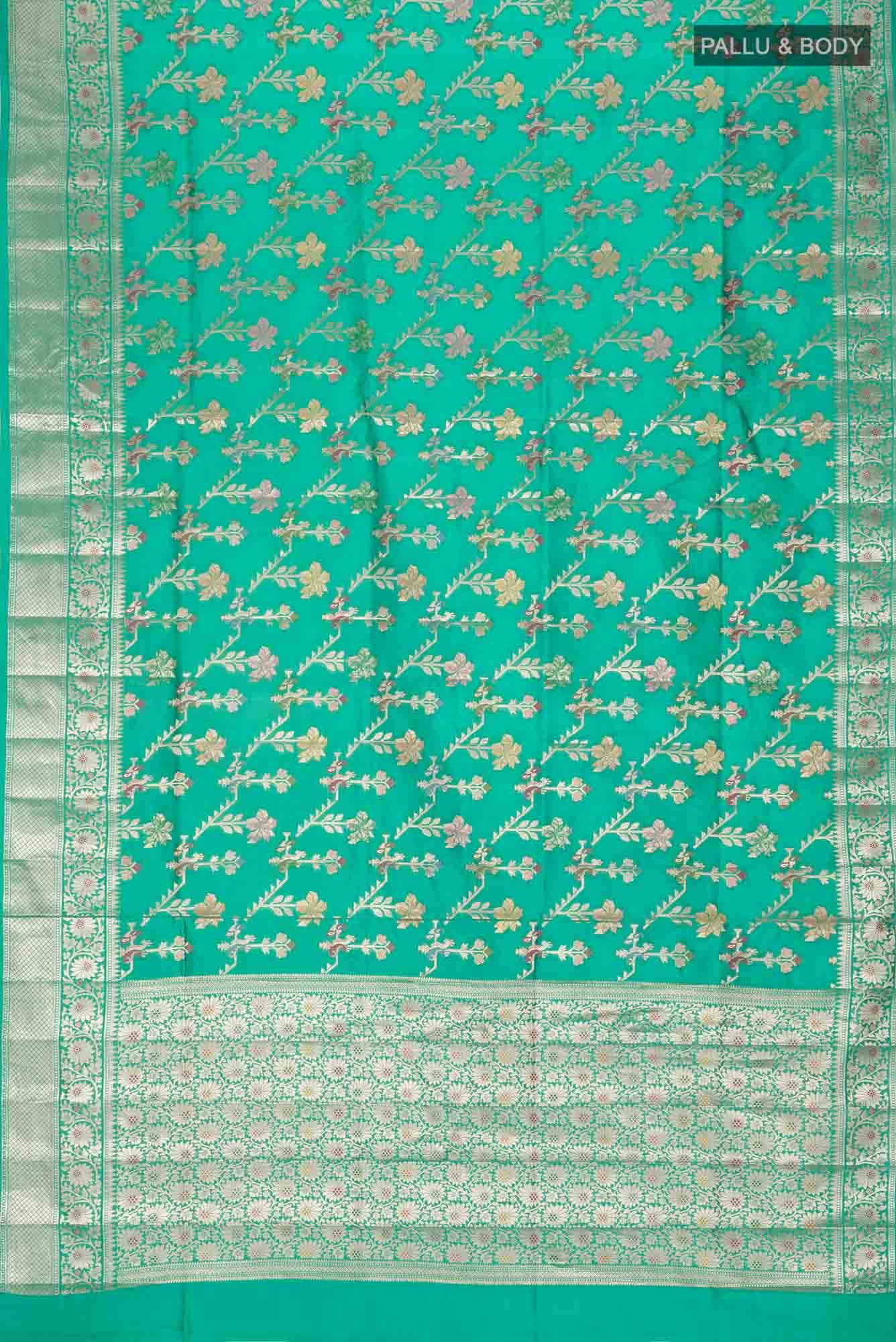 Green Banarasi Raw Silk Saree
