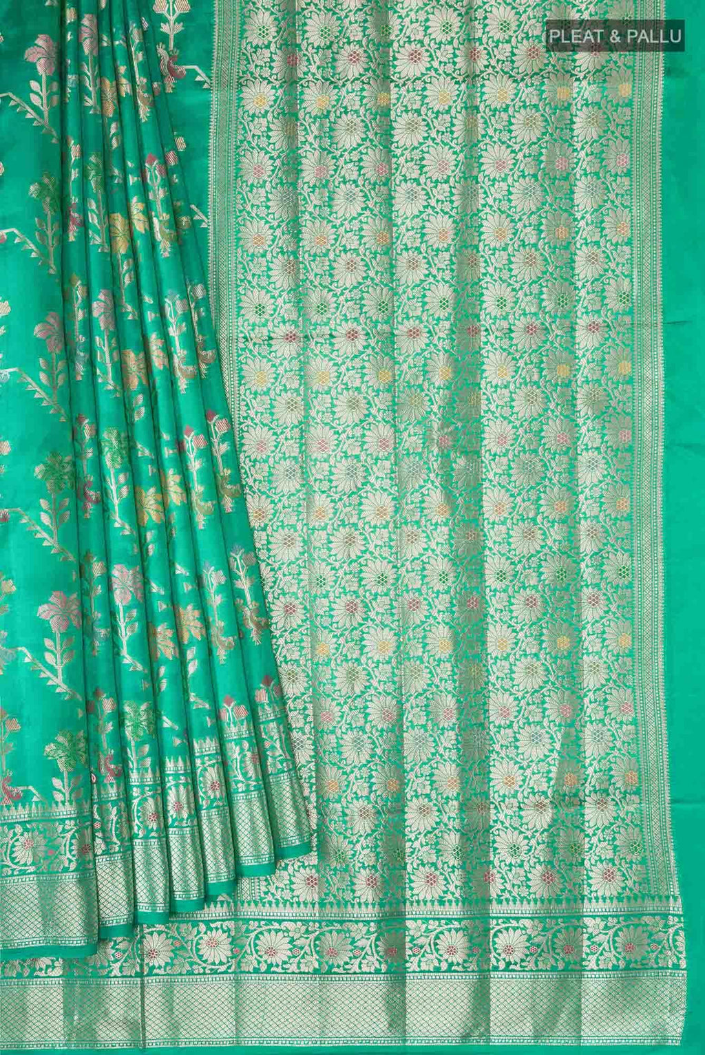 Green Banarasi Raw Silk Saree