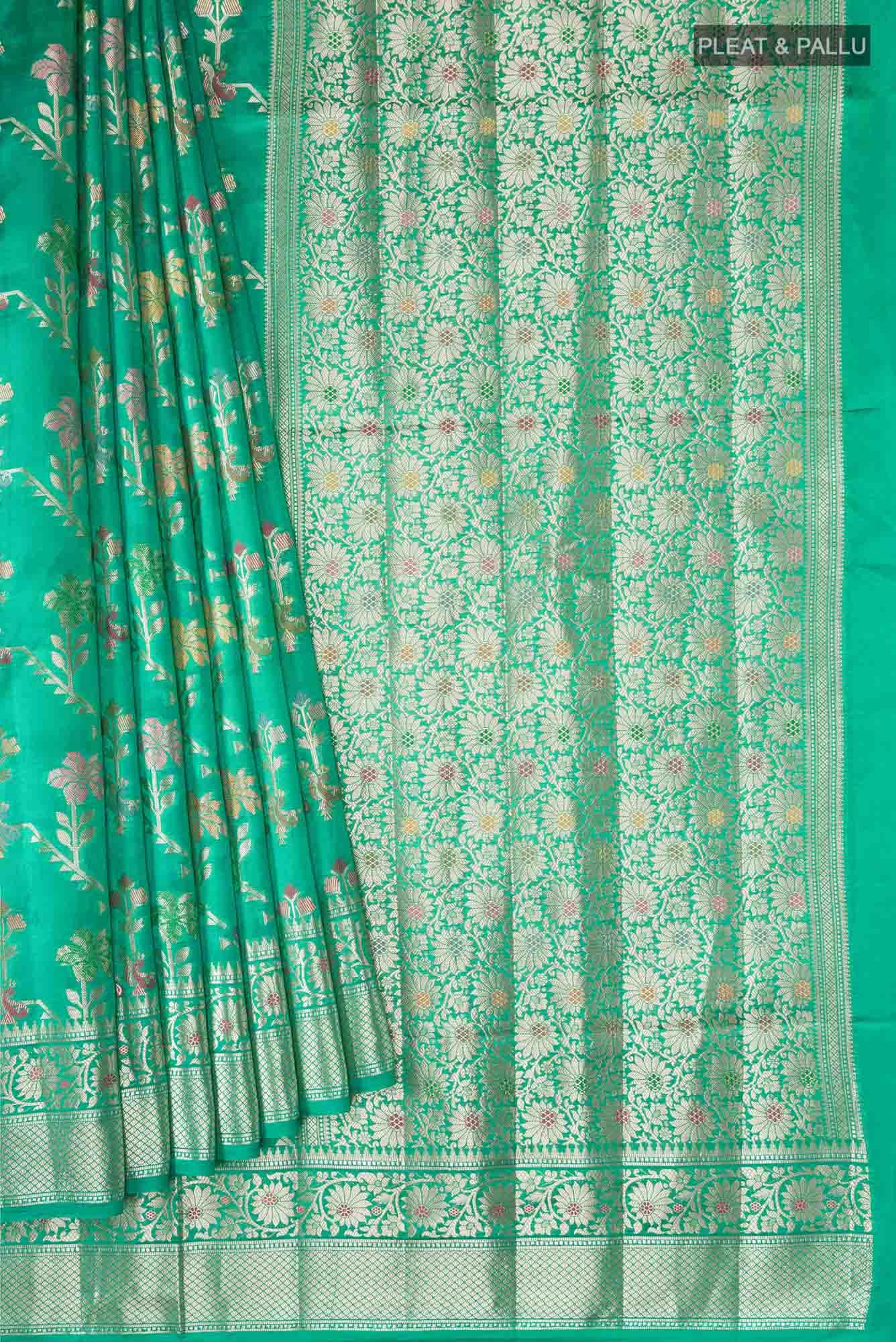 Green Banarasi Raw Silk Saree
