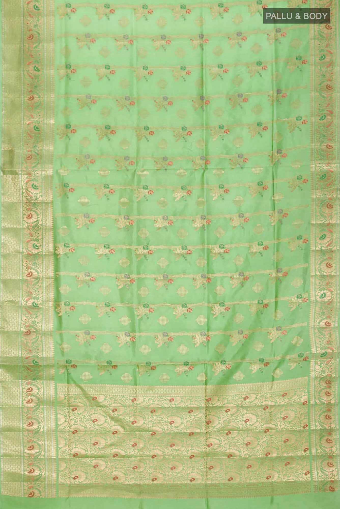 Green Banarasi Raw Silk Saree