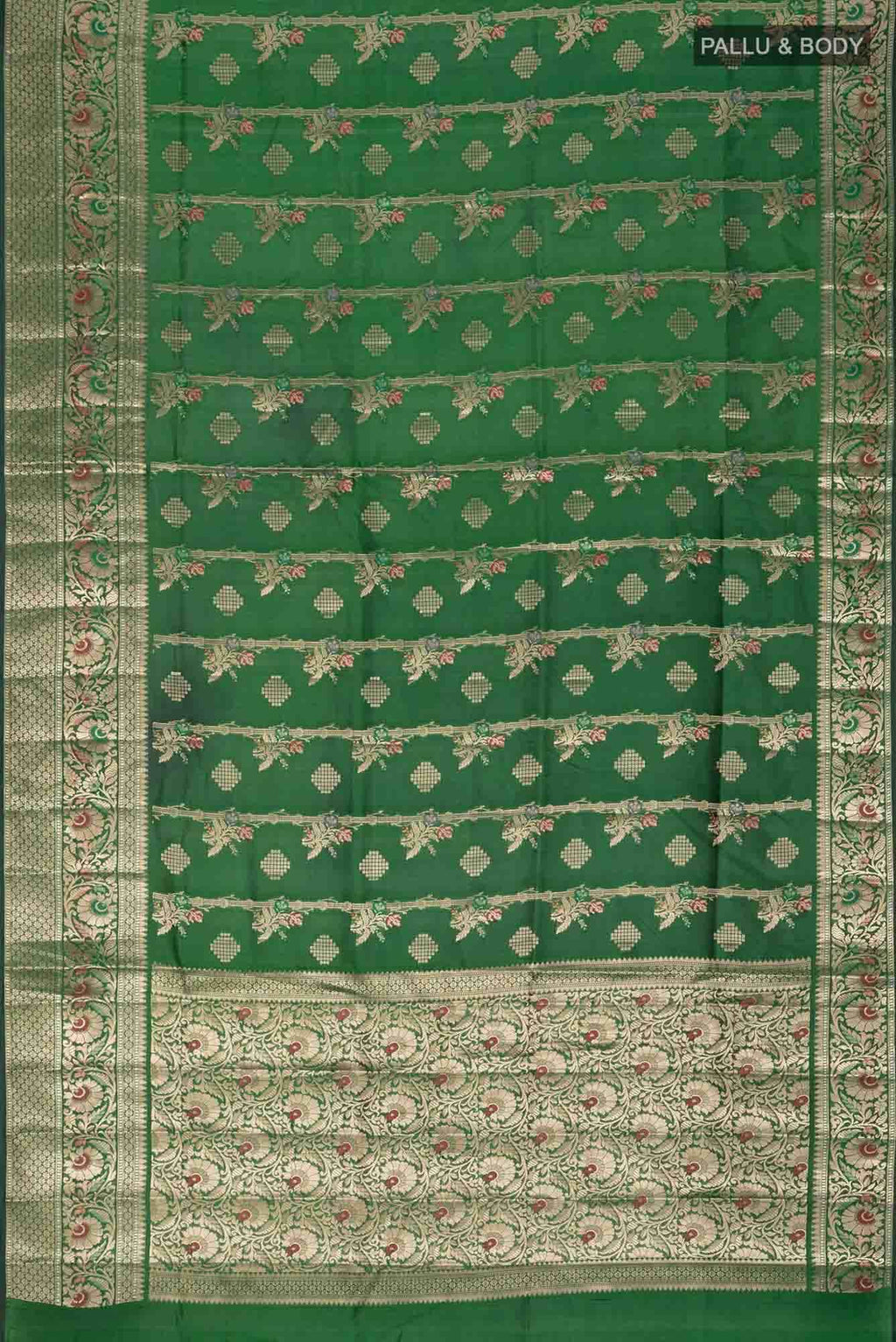 Green Banarasi Raw Silk Saree