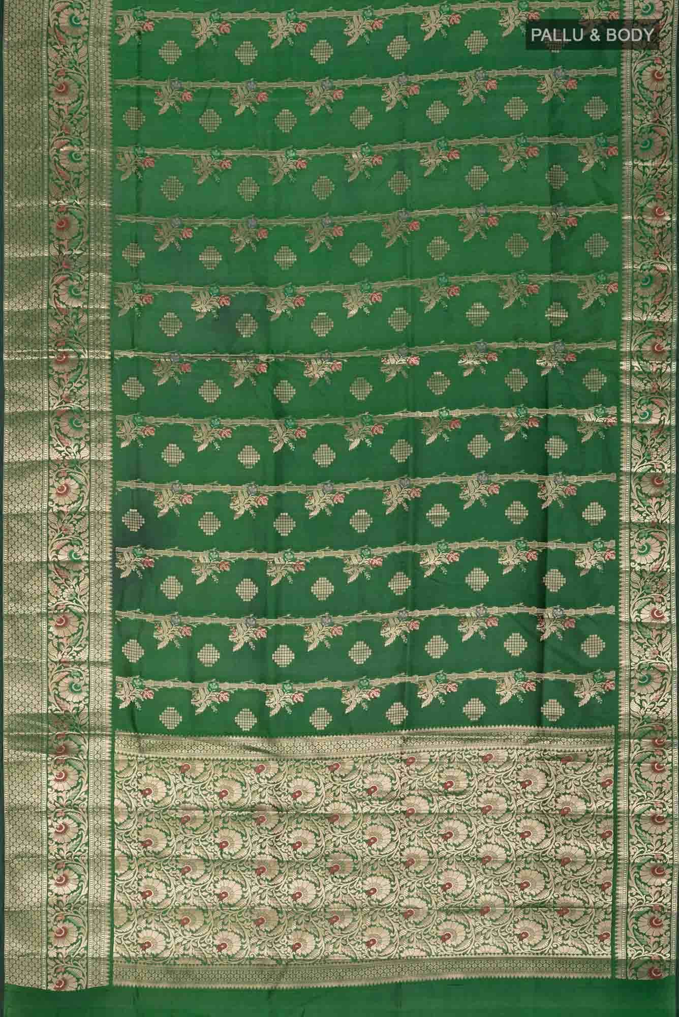 Green Banarasi Raw Silk Saree