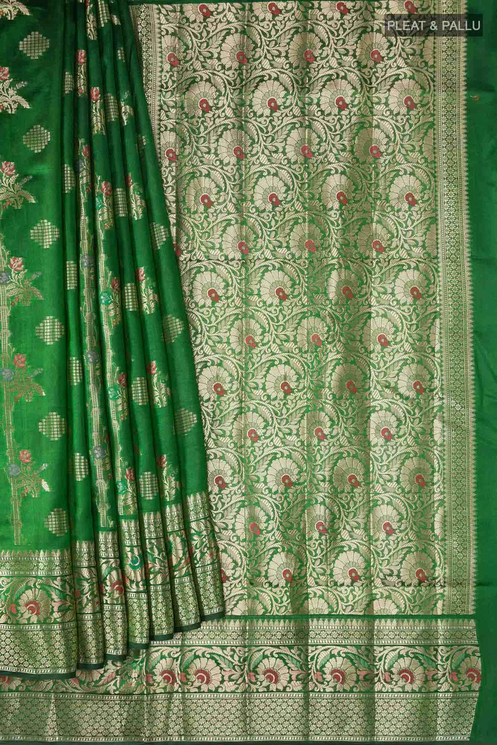 Green Banarasi Raw Silk Saree