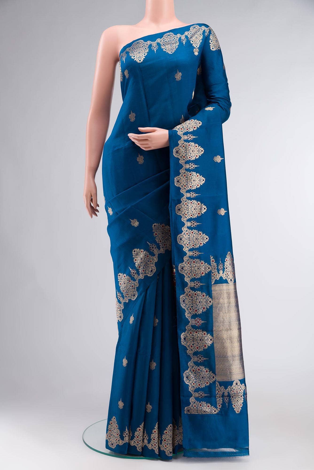 Blue Banarasi Katan Silk Saree