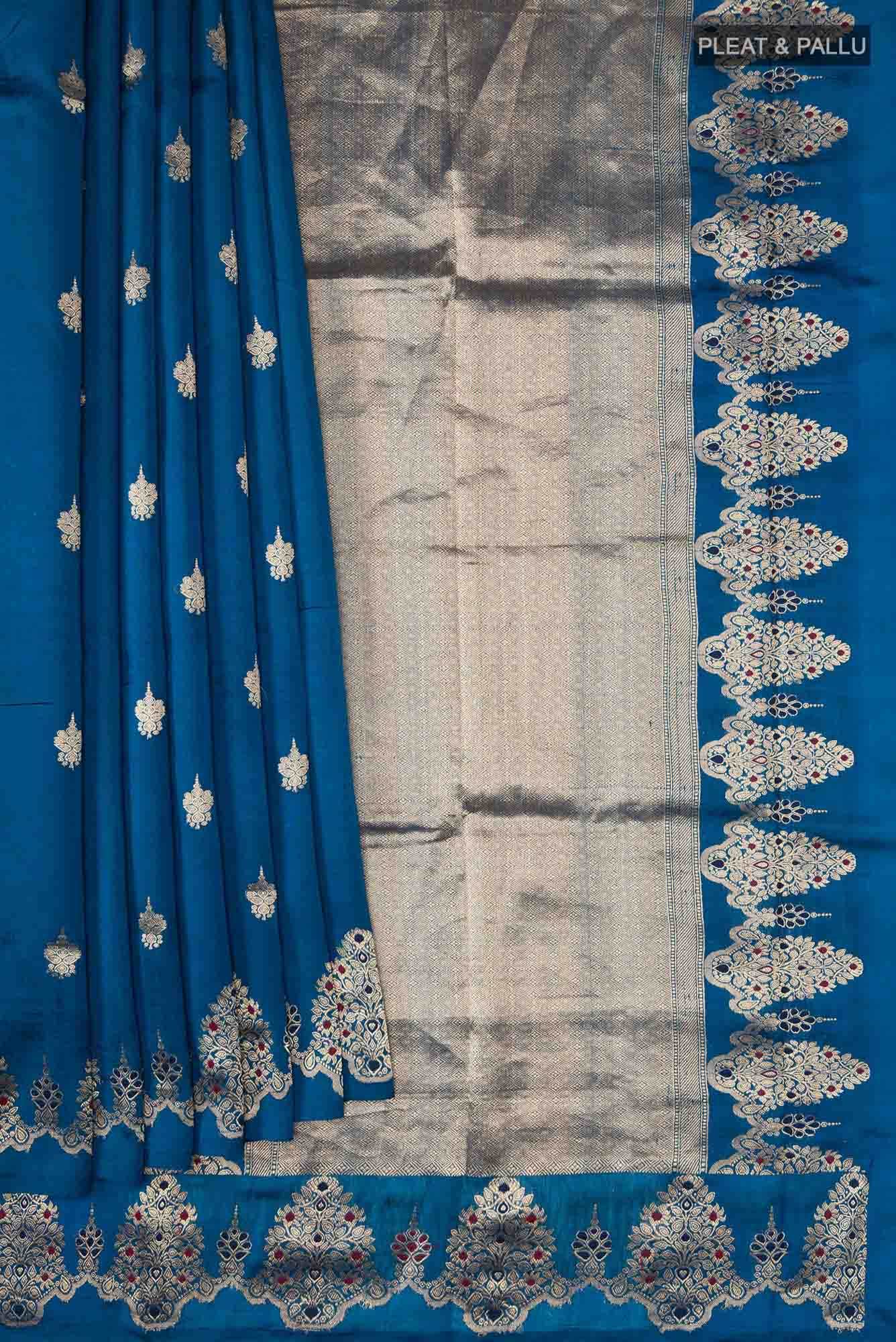 Blue Banarasi Katan Silk Saree