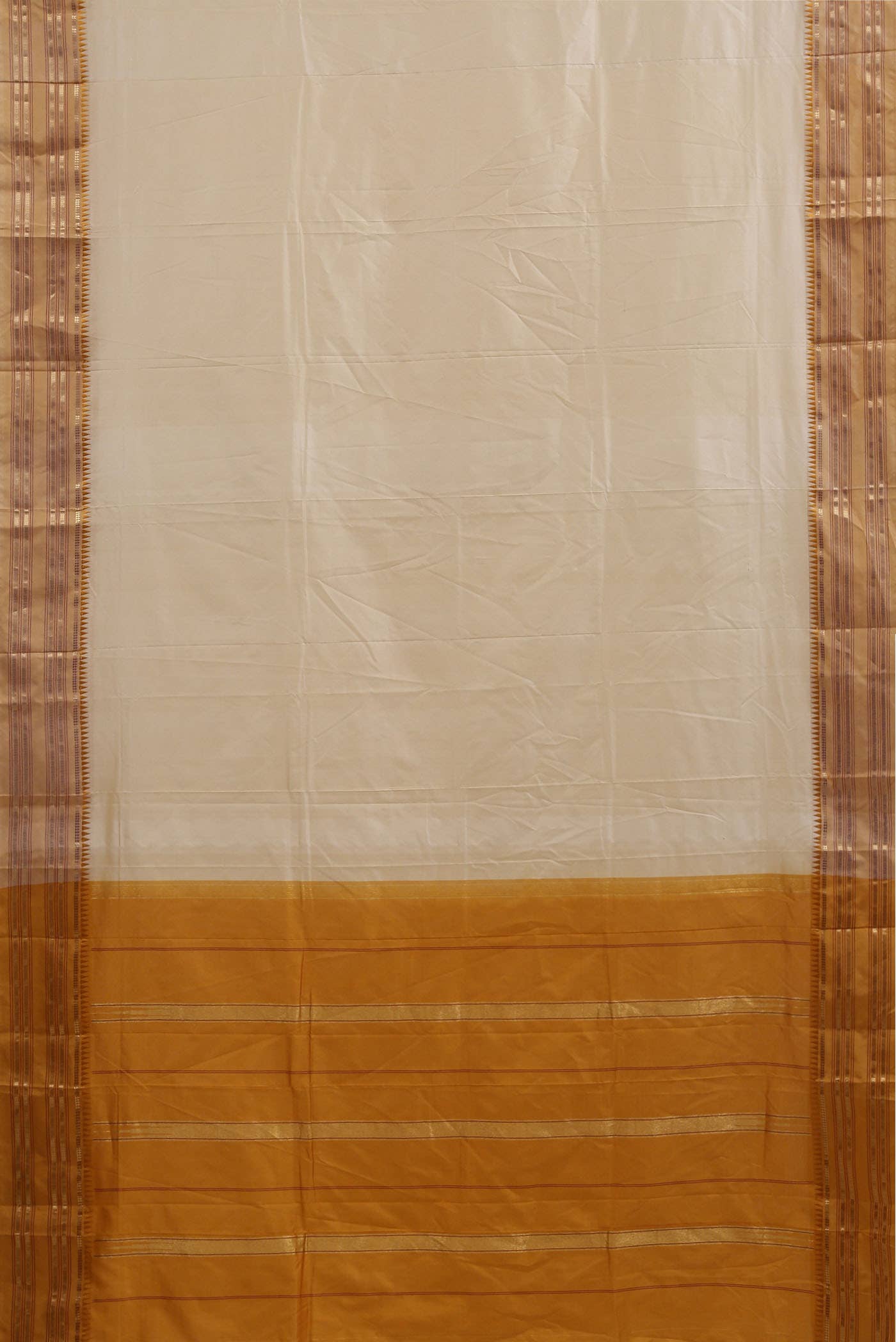 Cream Narayanpet Silk Saree