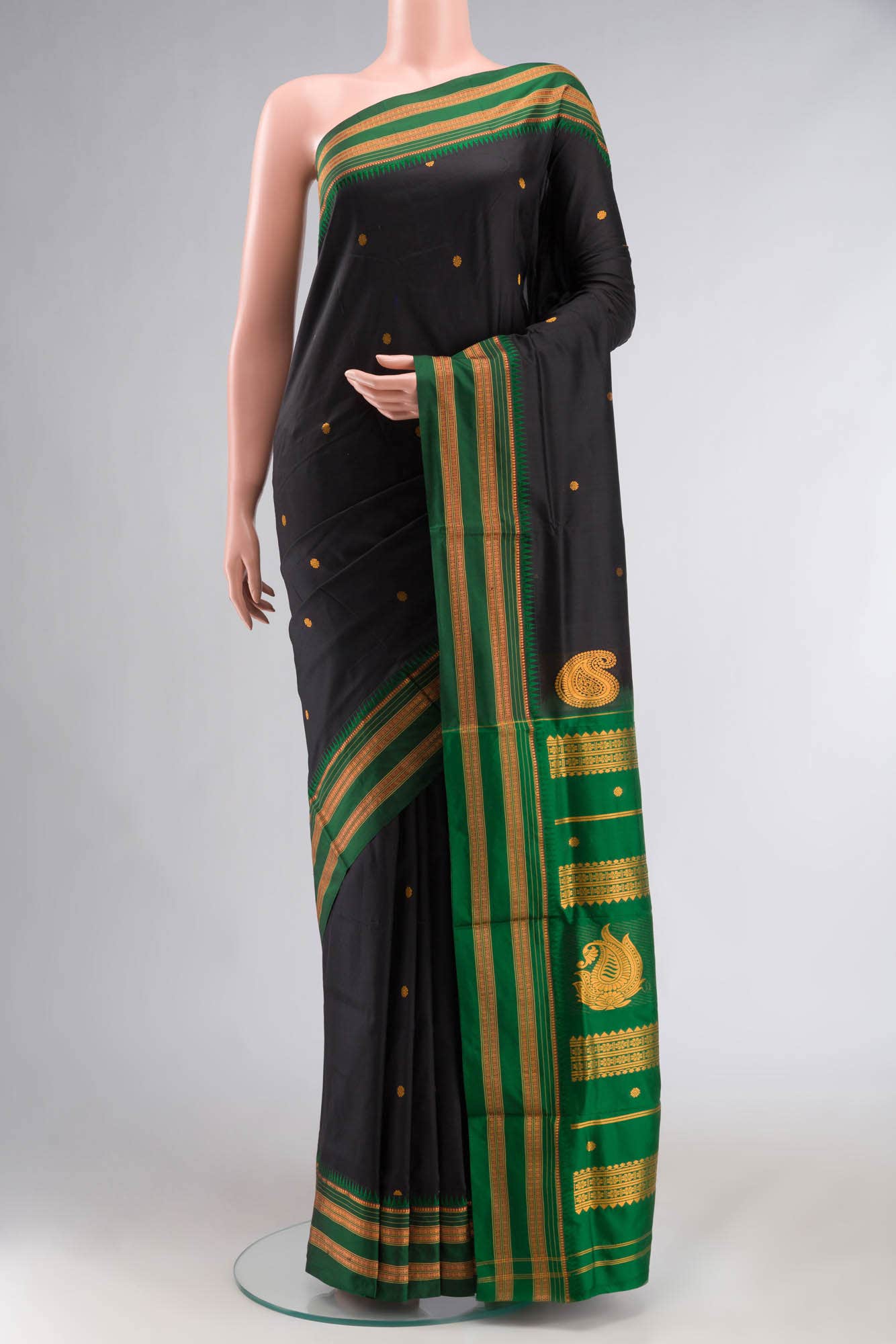 Black Narayanpet Silk Saree
