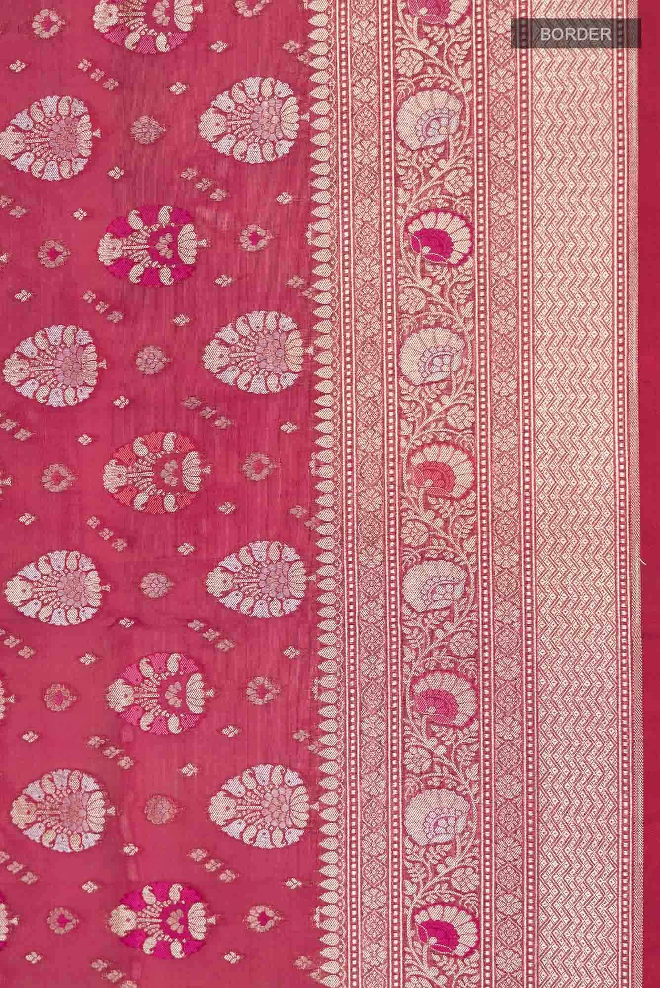 Dark Pink Banarasi Silk Saree