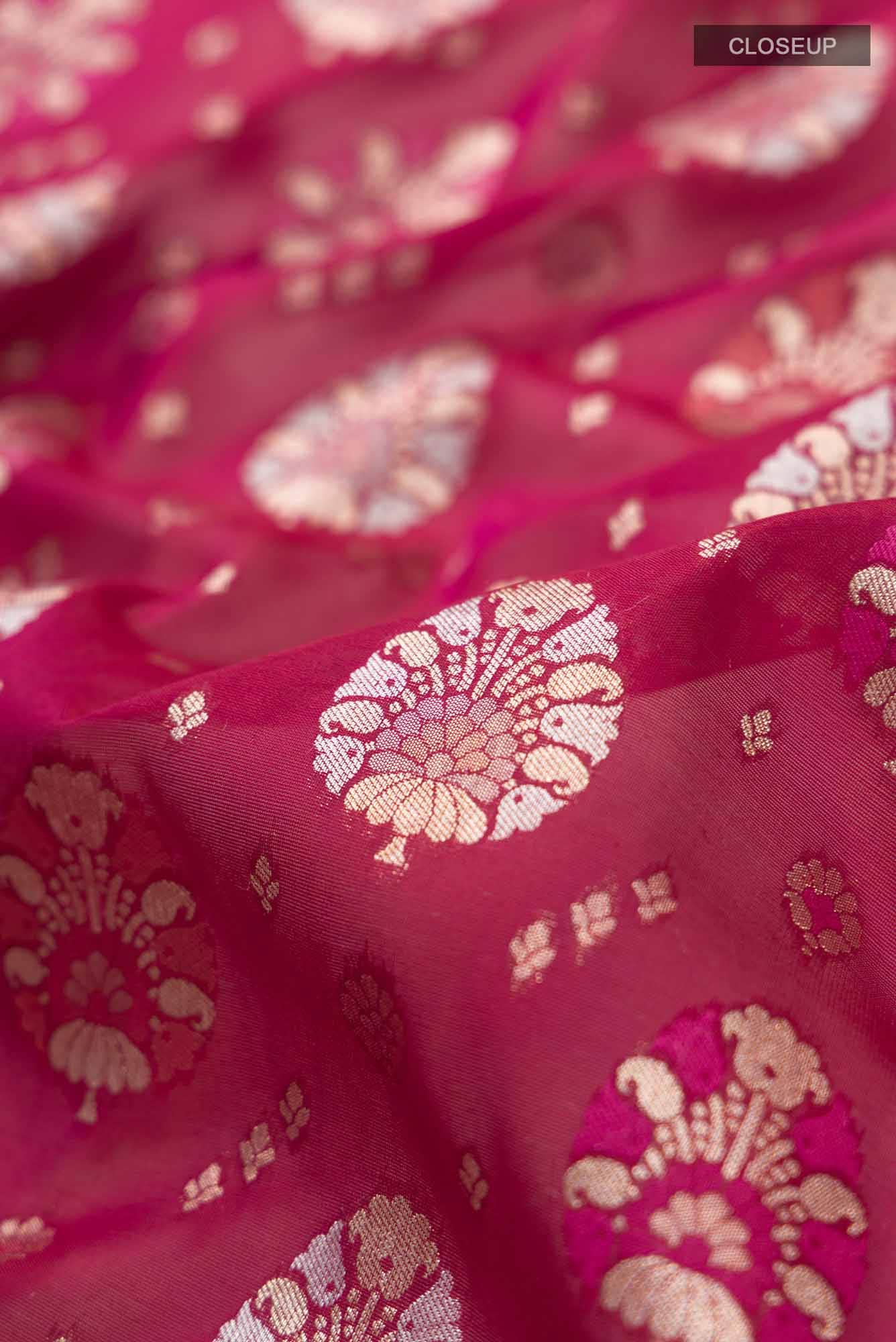 Dark Pink Banarasi Silk Saree