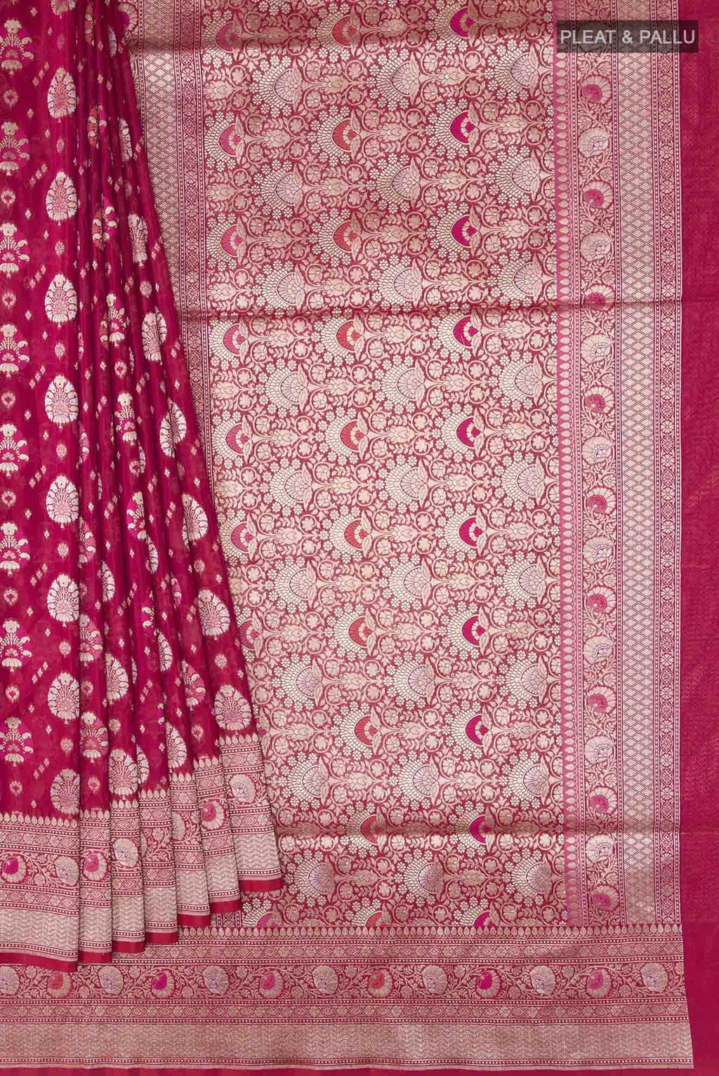 Dark Pink Banarasi Silk Saree
