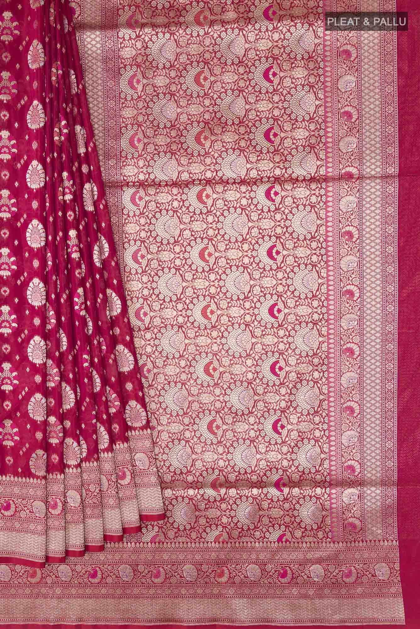 Dark Pink Banarasi Silk Saree