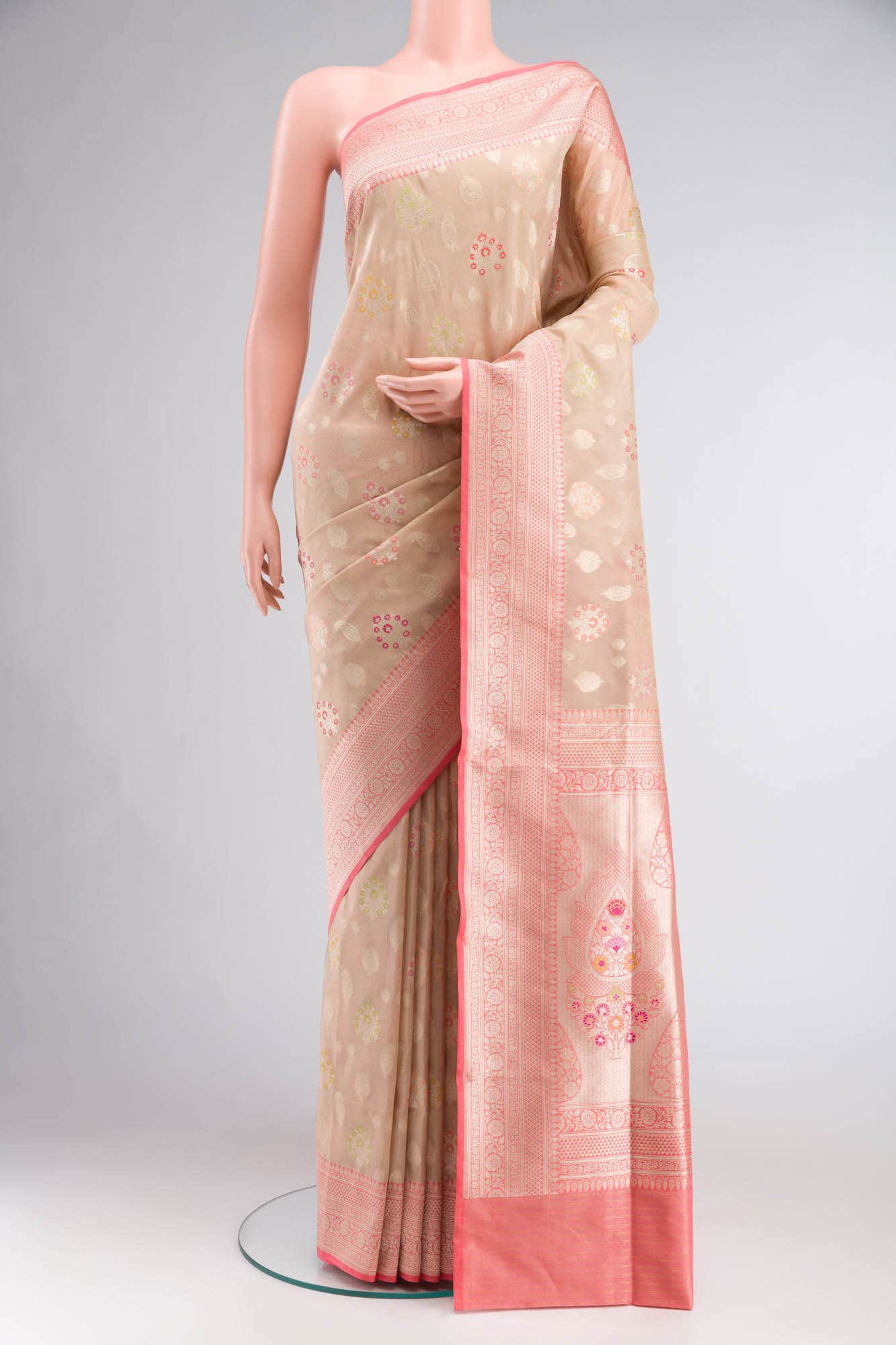 Beige Banarasi Silk Saree