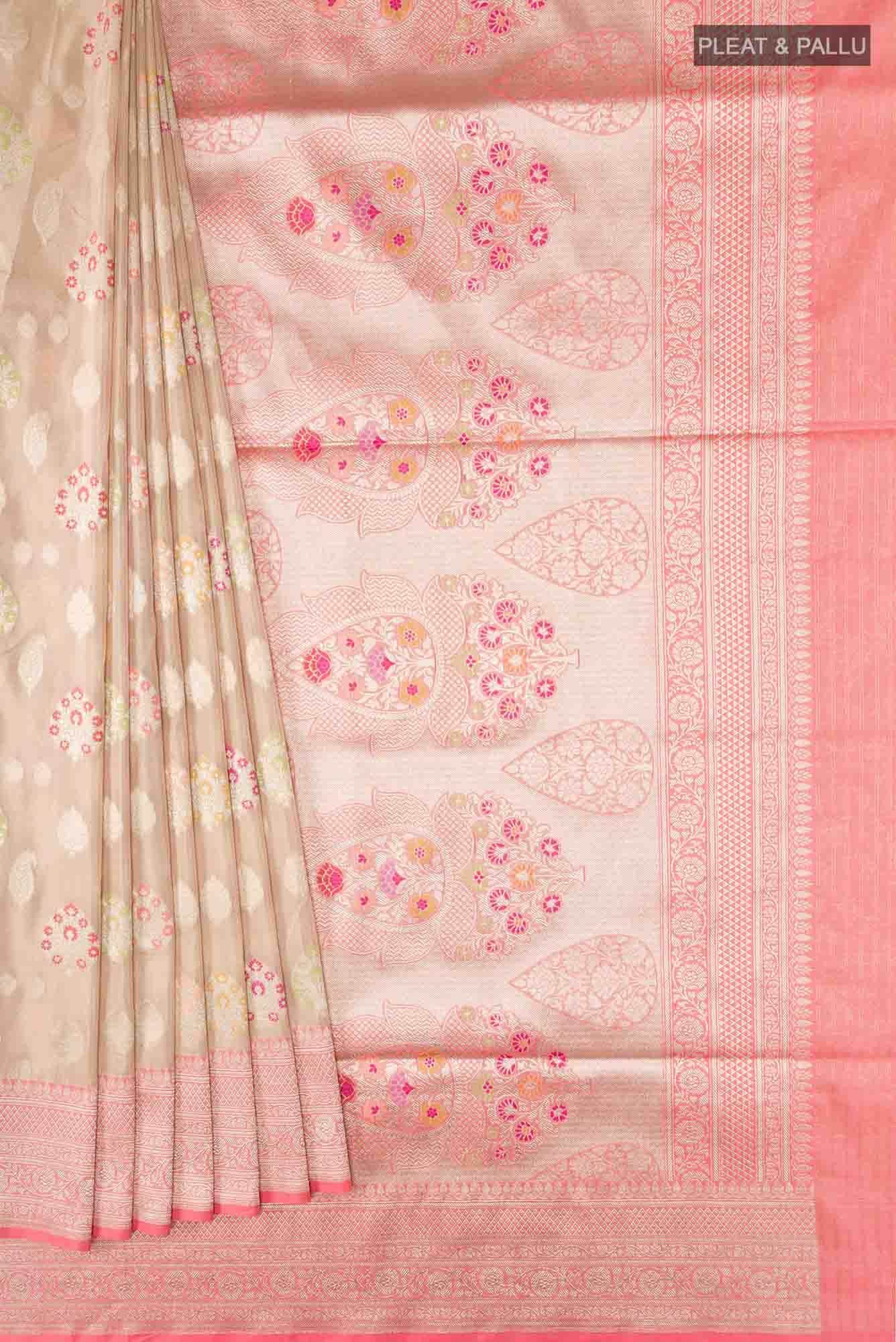 Beige Banarasi Silk Saree