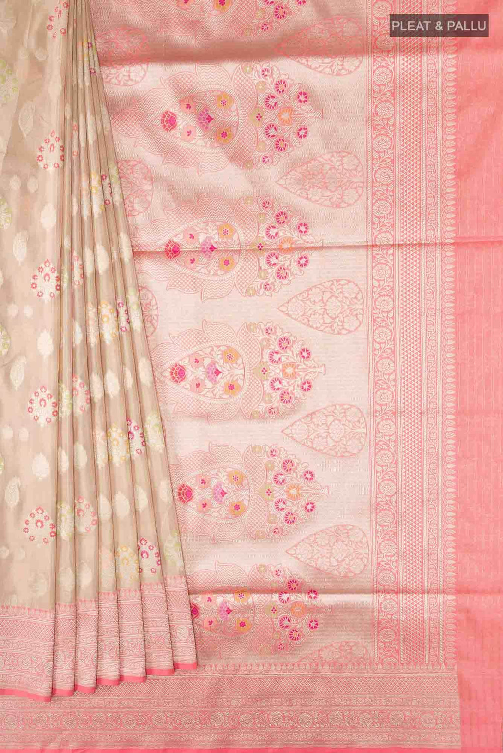 Beige Banarasi Silk Saree
