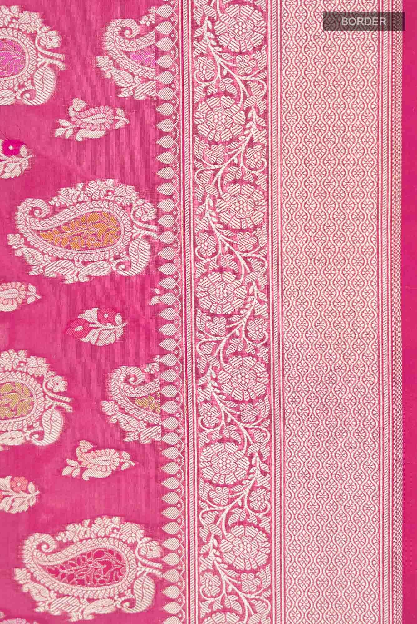 Dark Pink Banarasi Silk Saree