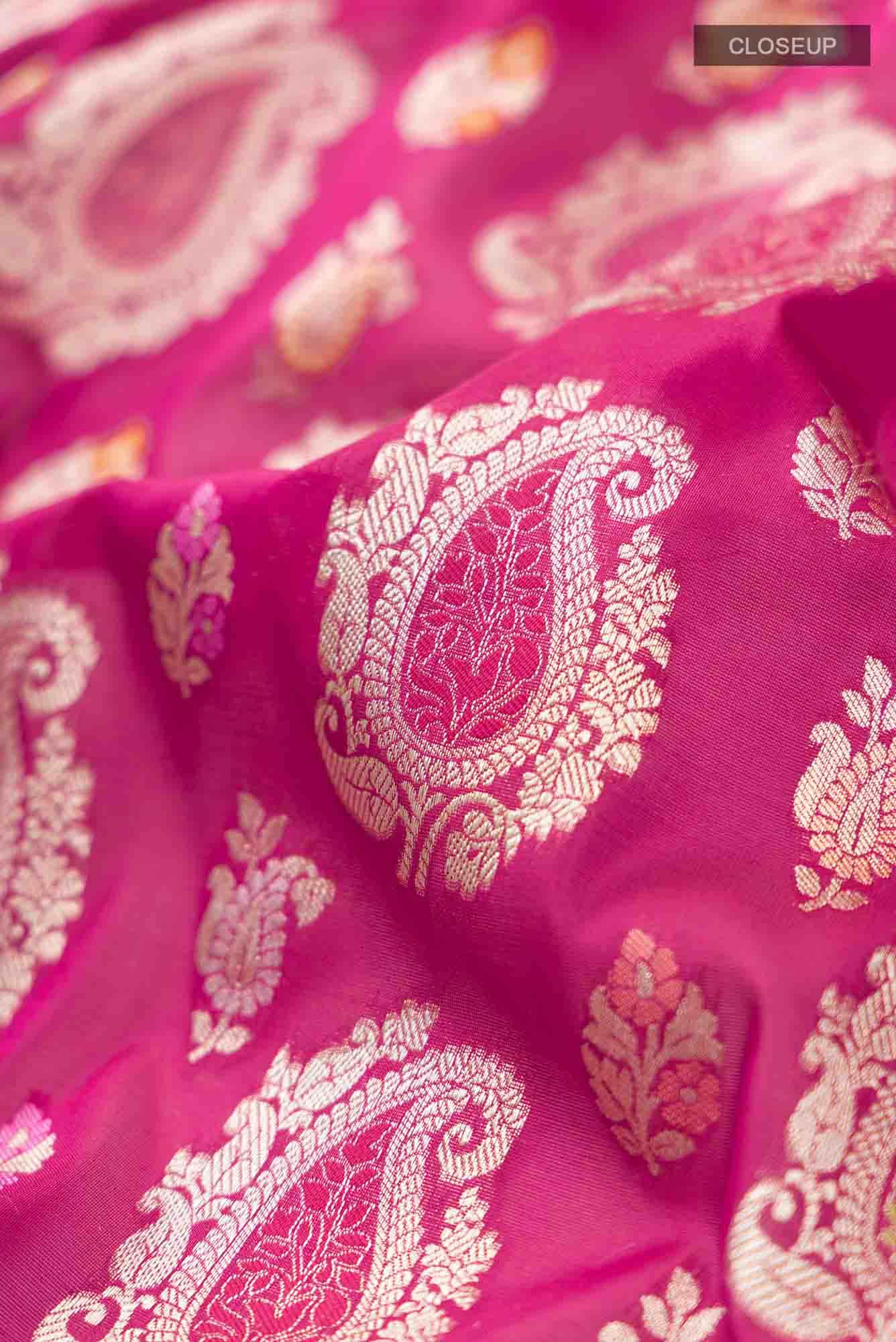 Dark Pink Banarasi Silk Saree