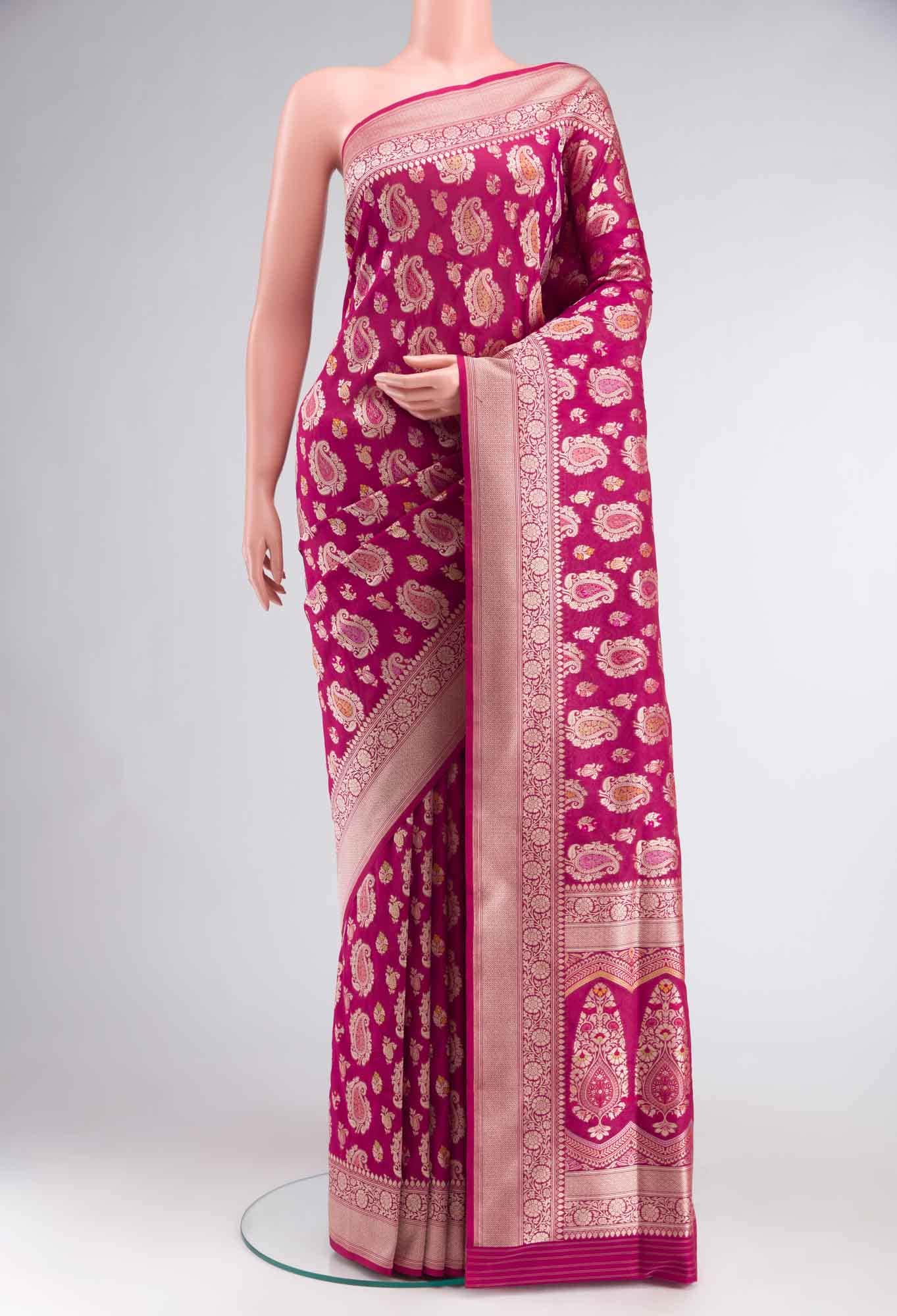 Dark Pink Banarasi Silk Saree