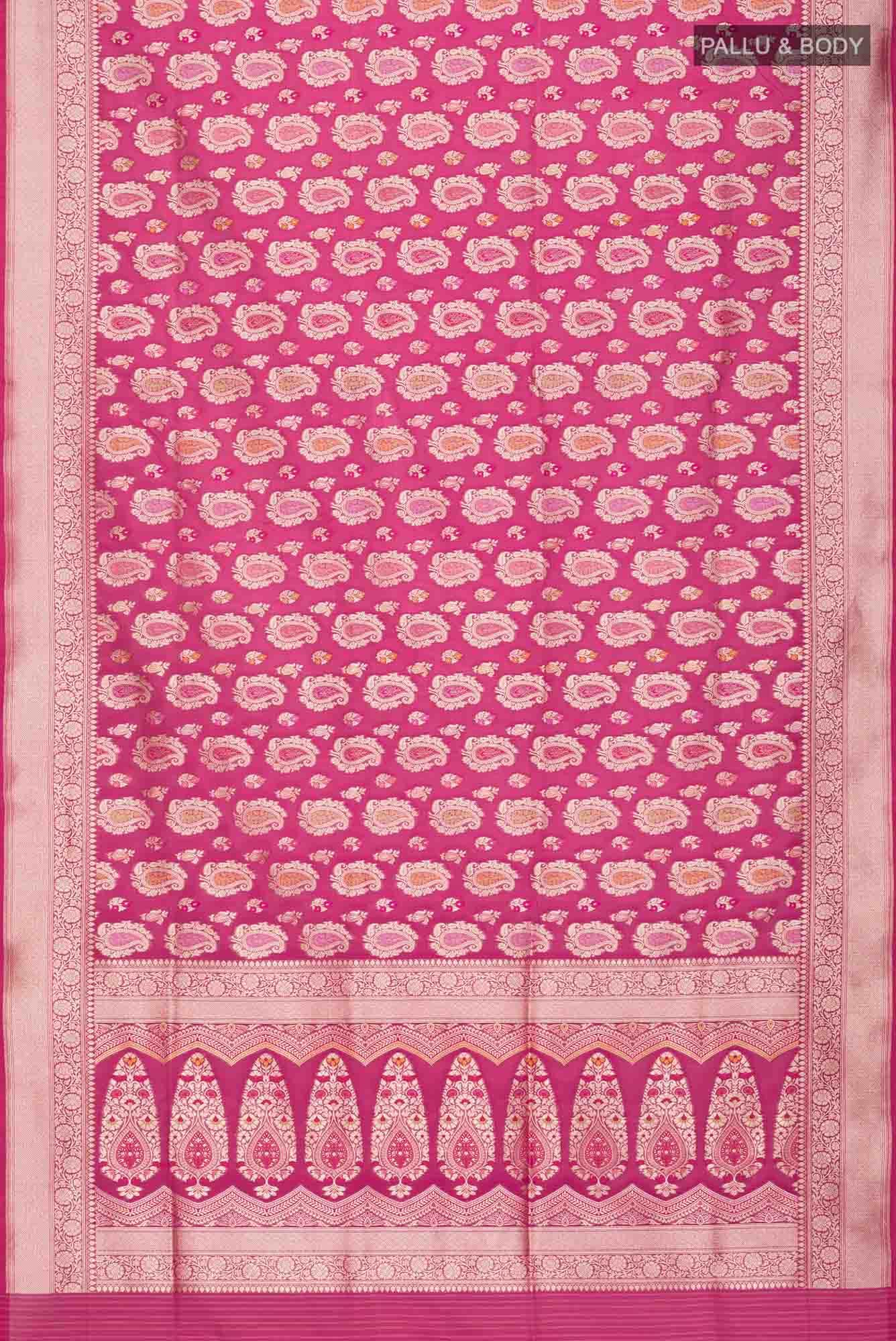 Dark Pink Banarasi Silk Saree