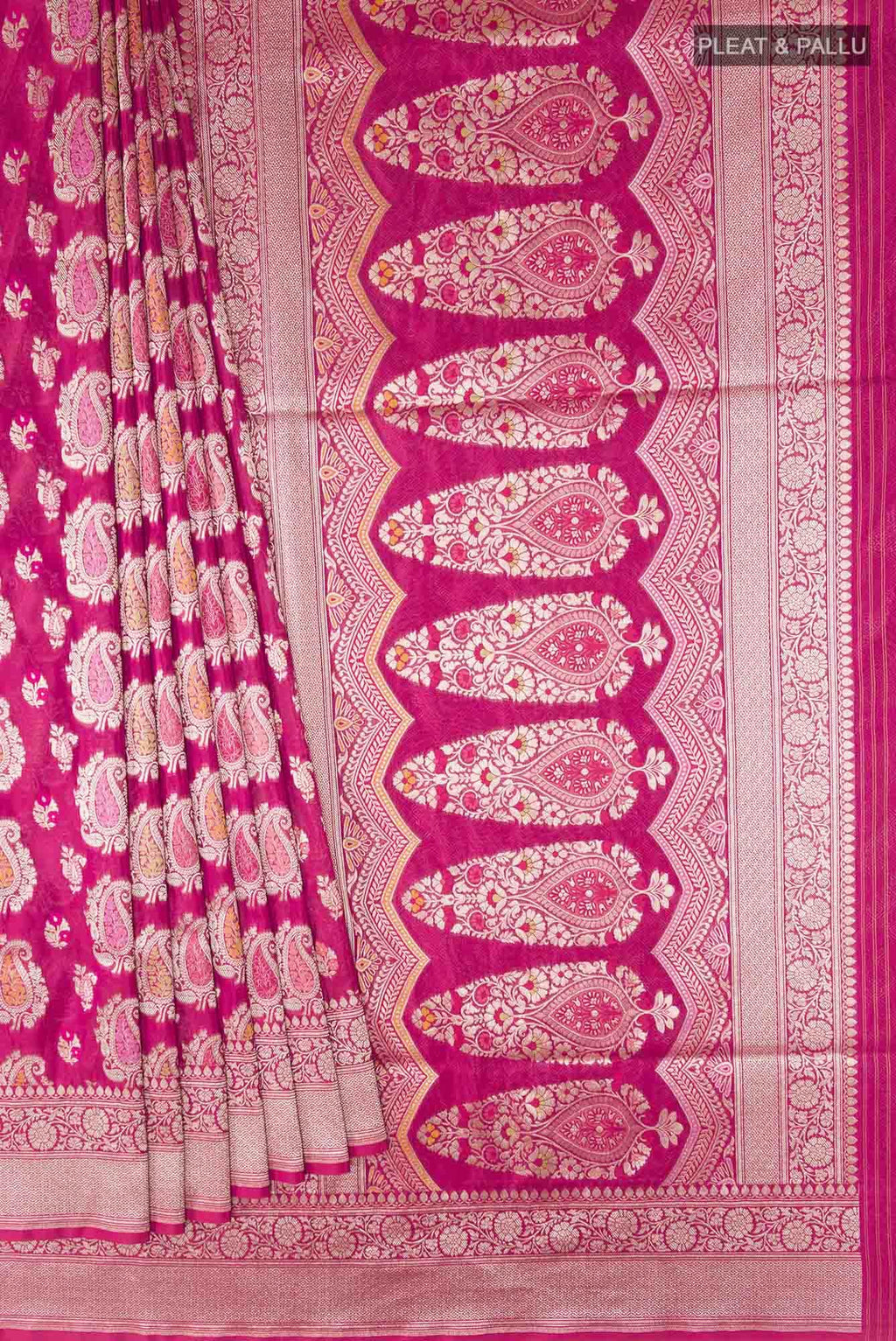 Dark Pink Banarasi Silk Saree