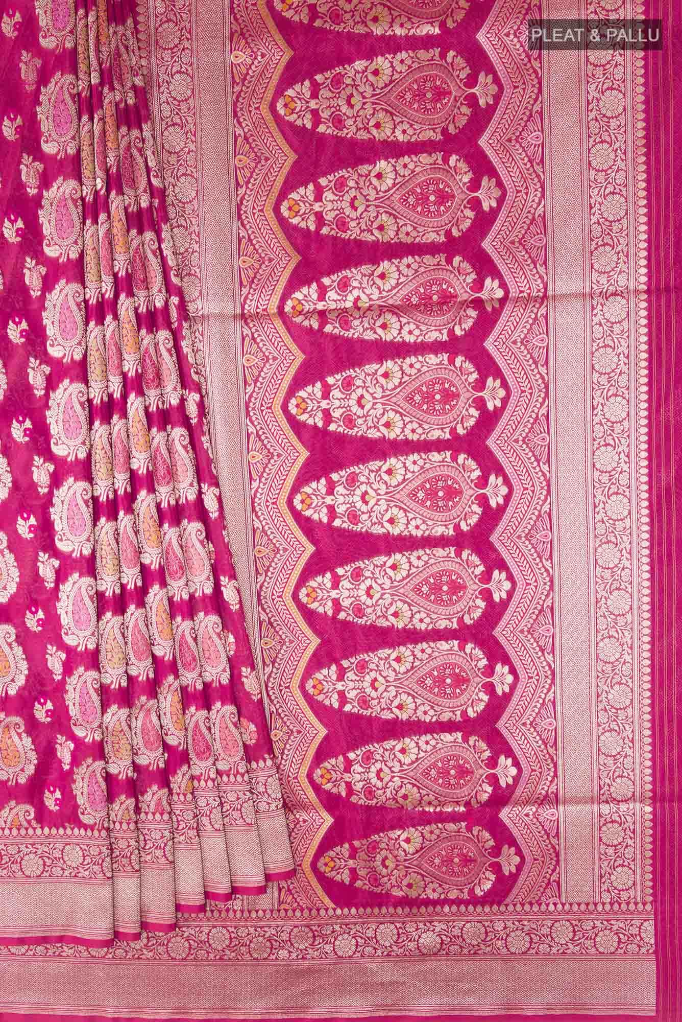 Dark Pink Banarasi Silk Saree