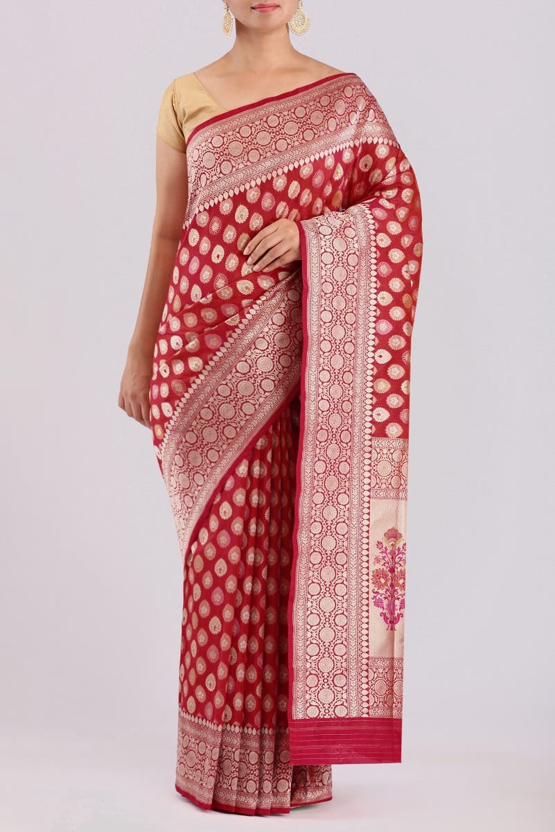 Pink Banarasi Silk Saree